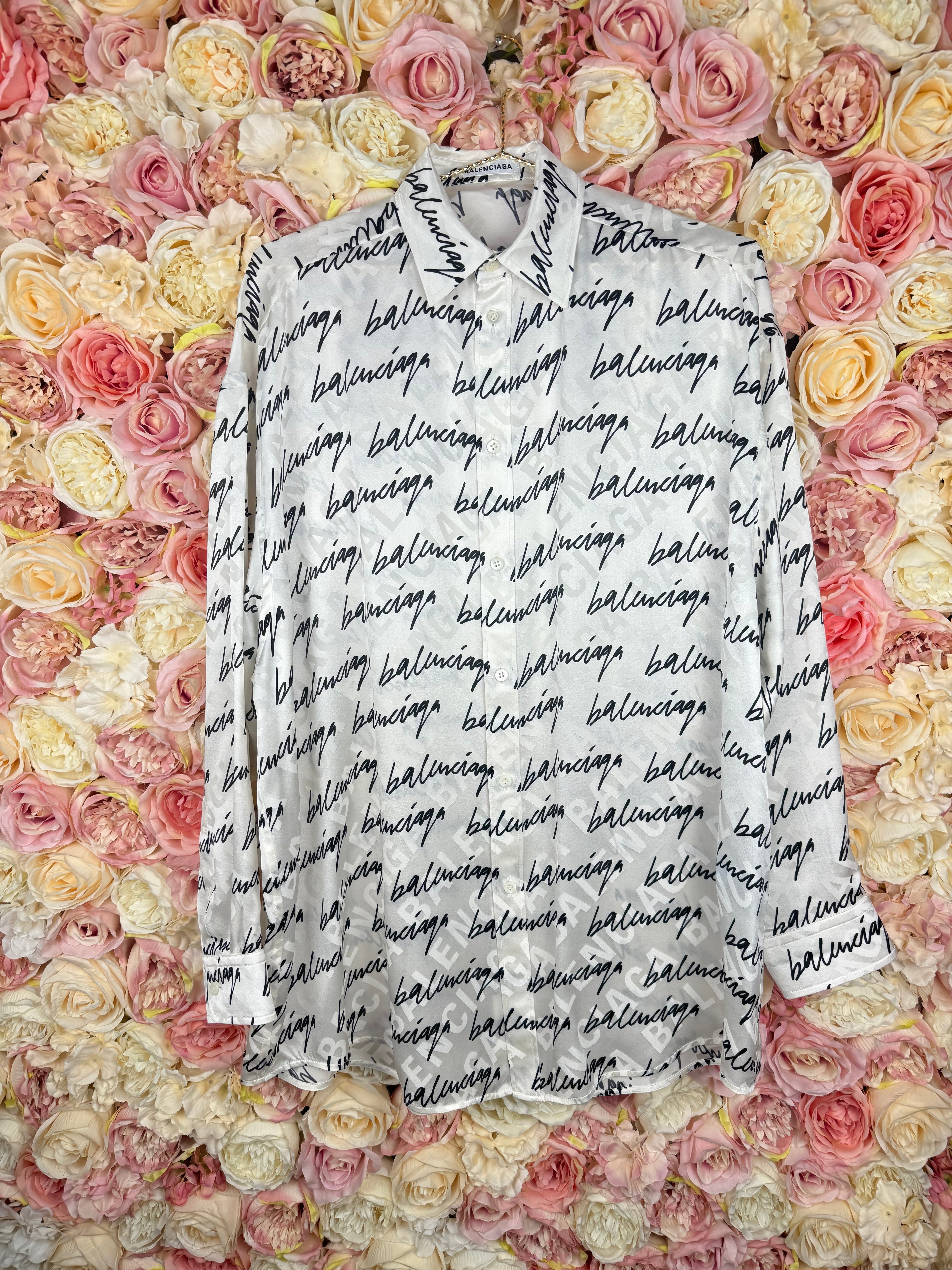 Balenciaga Oversized Blouse White Black Sz. 34 DE (36 FR)