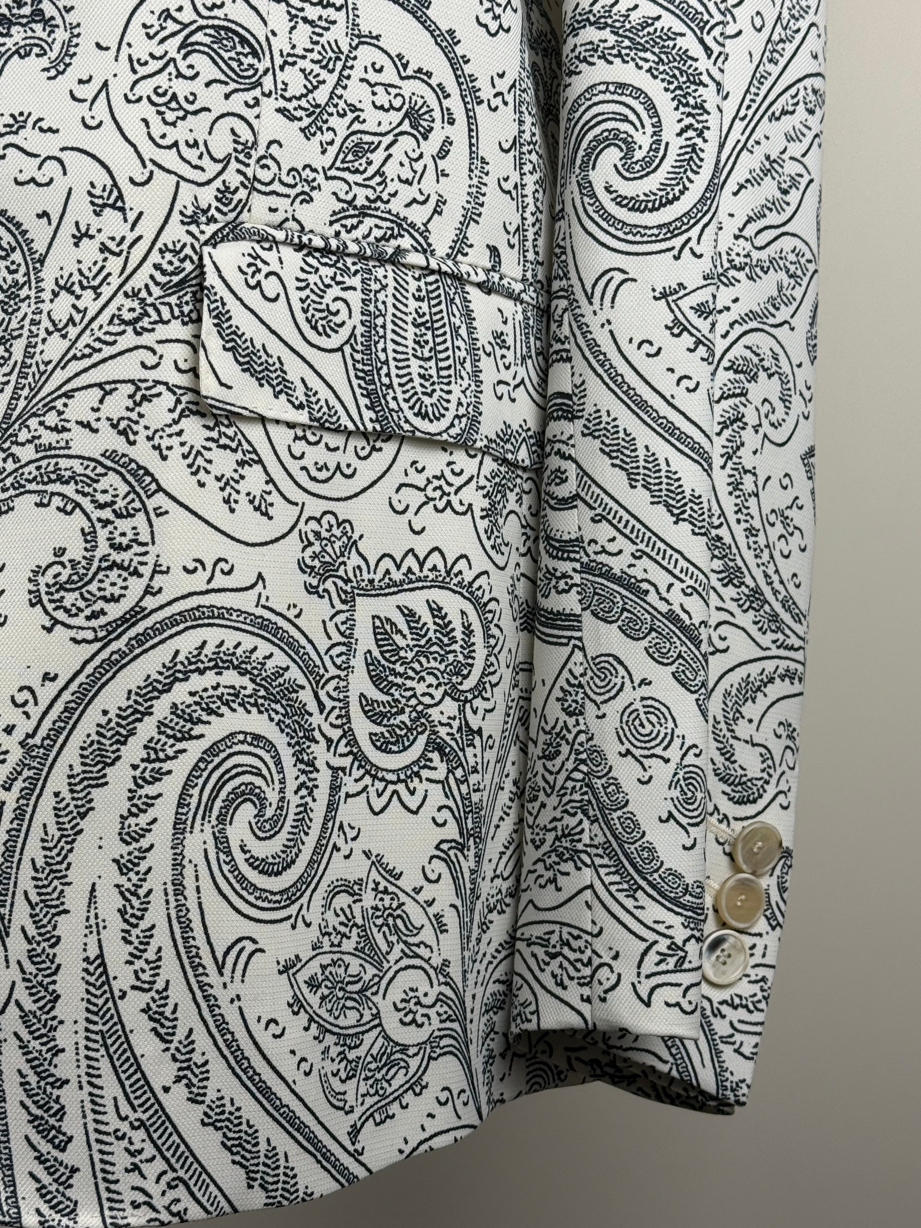 Etro Blazer Paisley Print White Dark Blue Sz. 38 DE & 34 DE