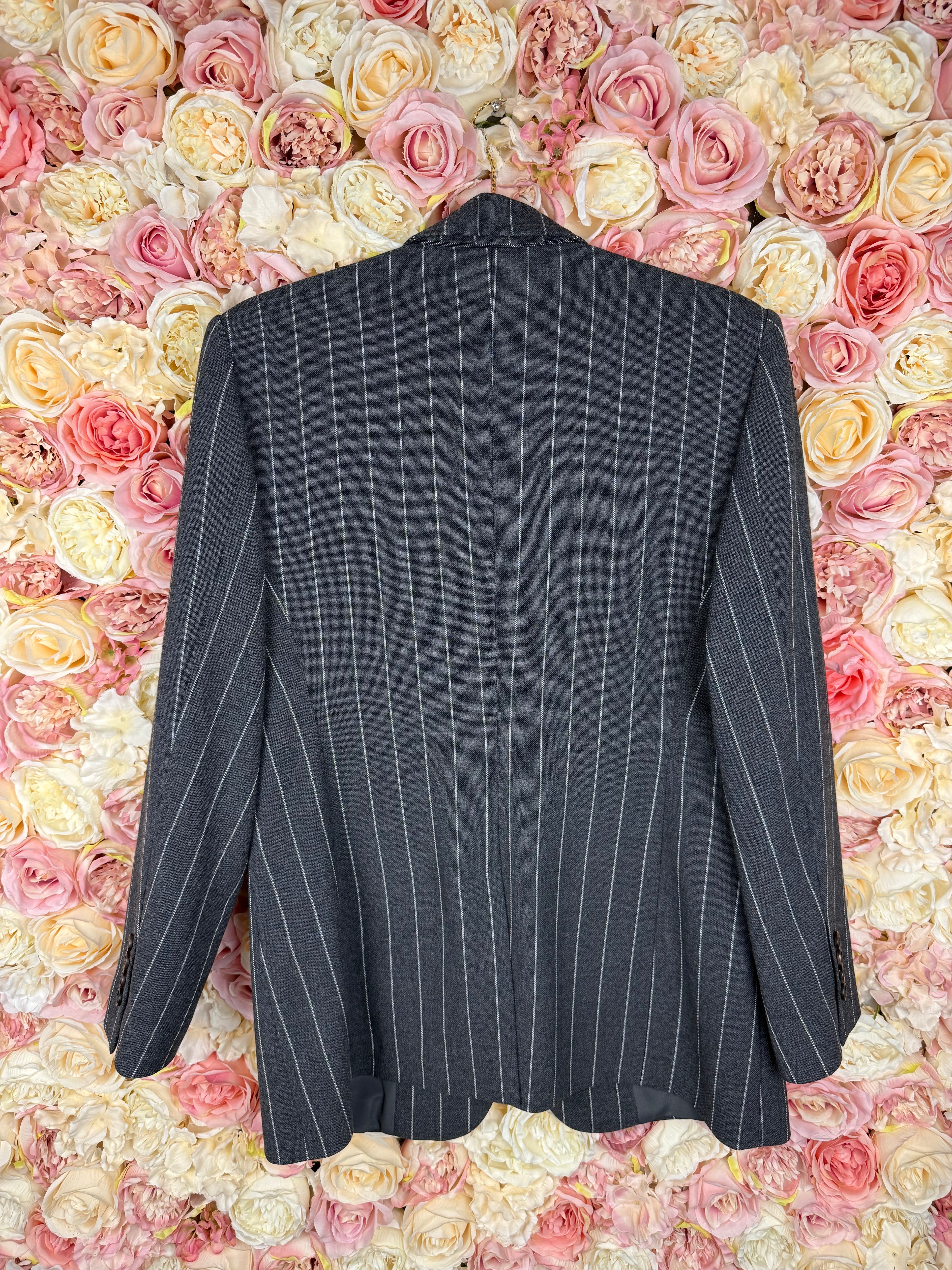 Brunello Cucinelli Striped Wool Blazer Grey White Sz. 40 DE (44 IT)