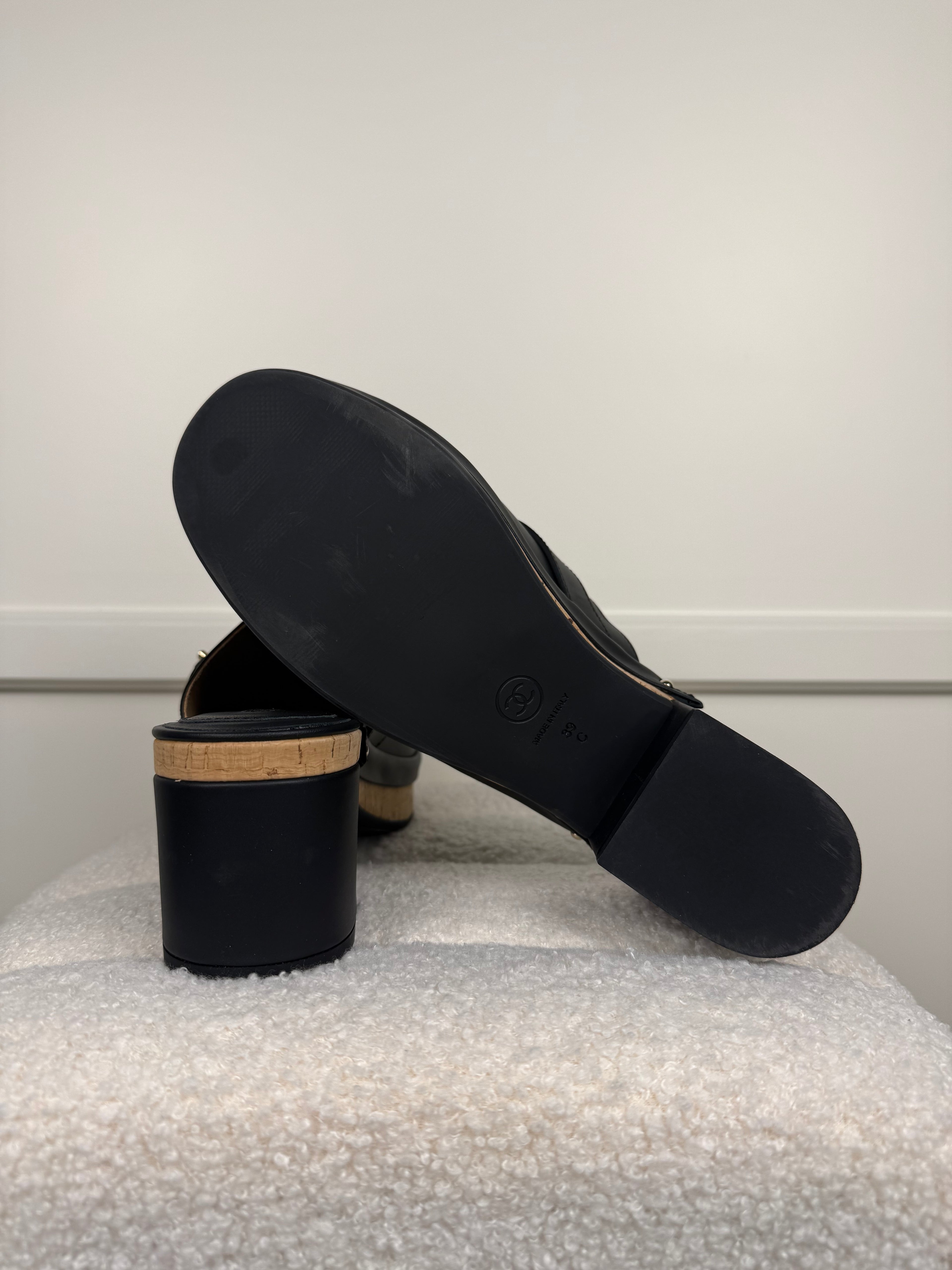 Chanel Leather Clogs Black Sz. 39 EU