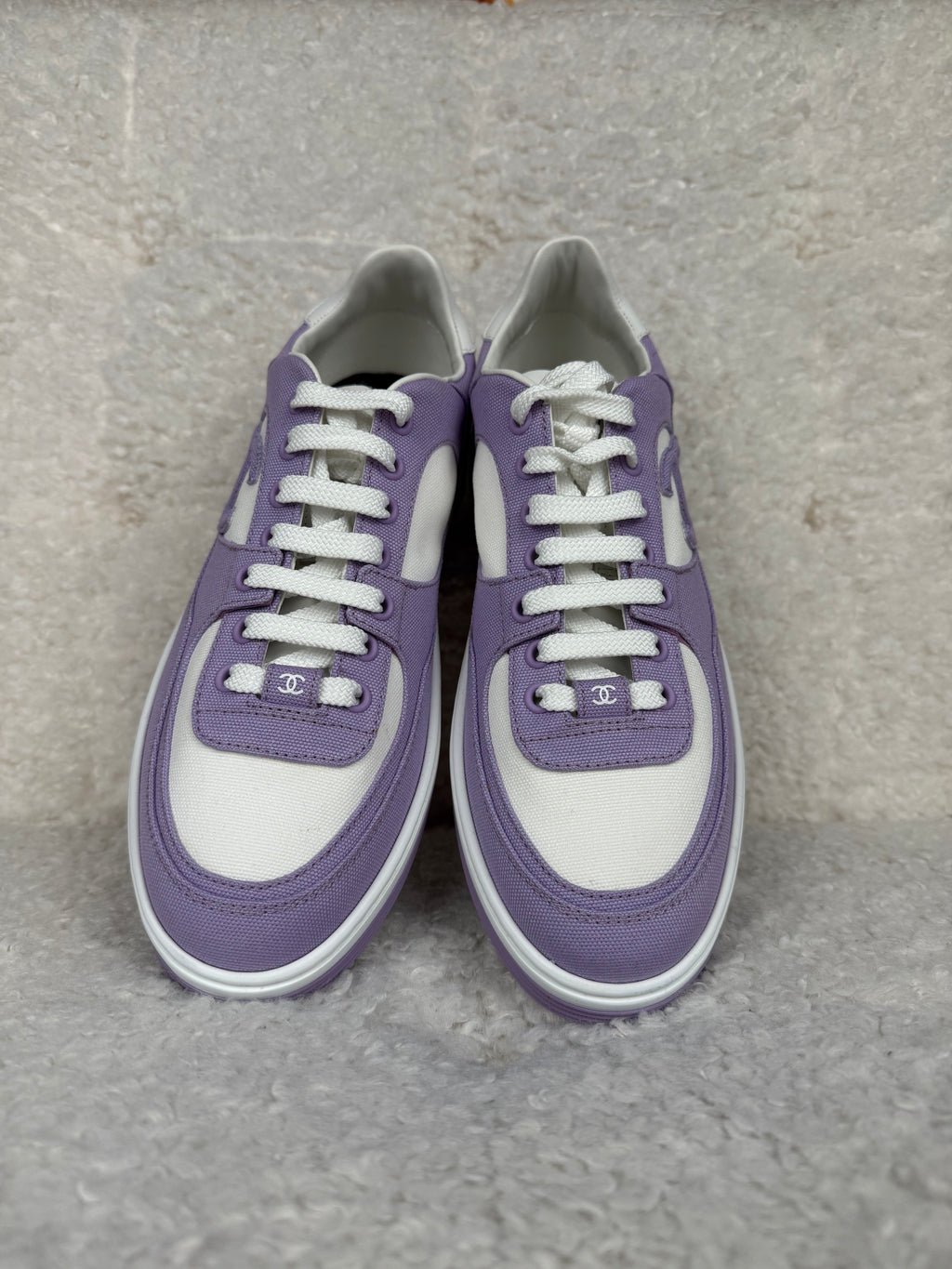 Chanel Canvas Sneakers Purple White Sz. 39.5 EU