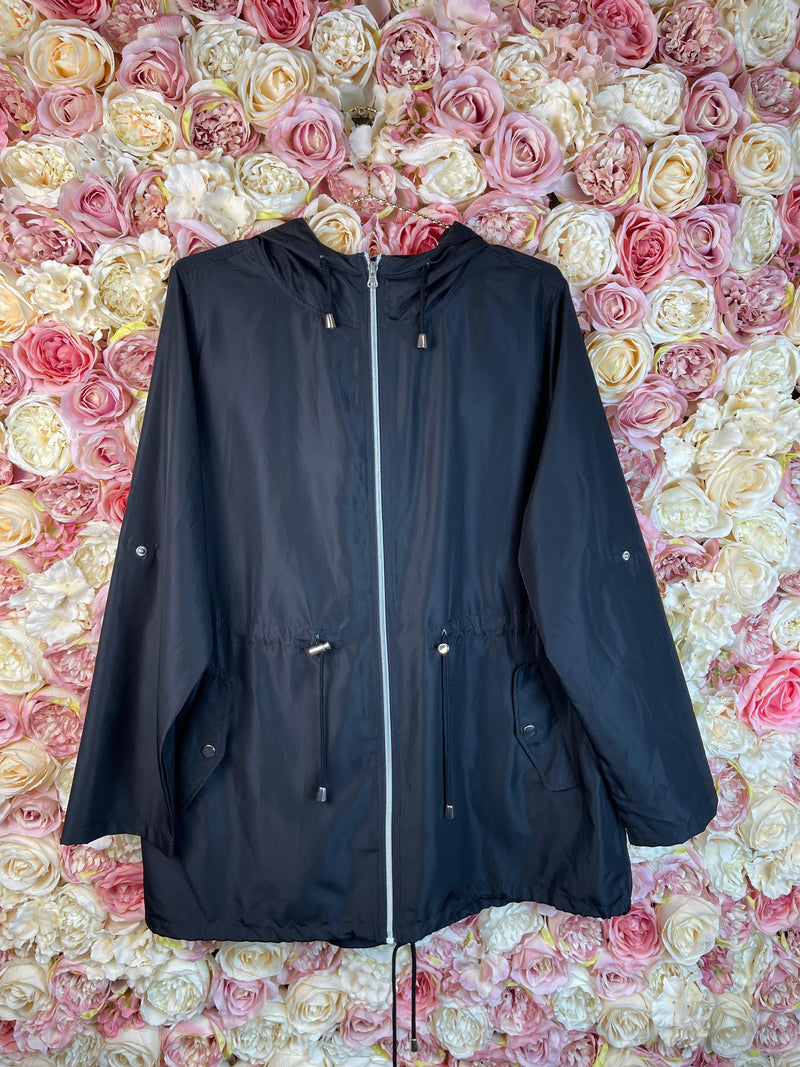 Parka in a Pocket Thin Coat Black Sz. L