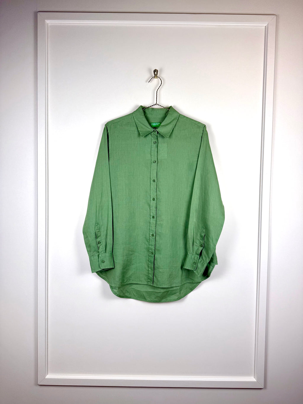 United Colors of Benetton Linen Shirt Green Sz. M