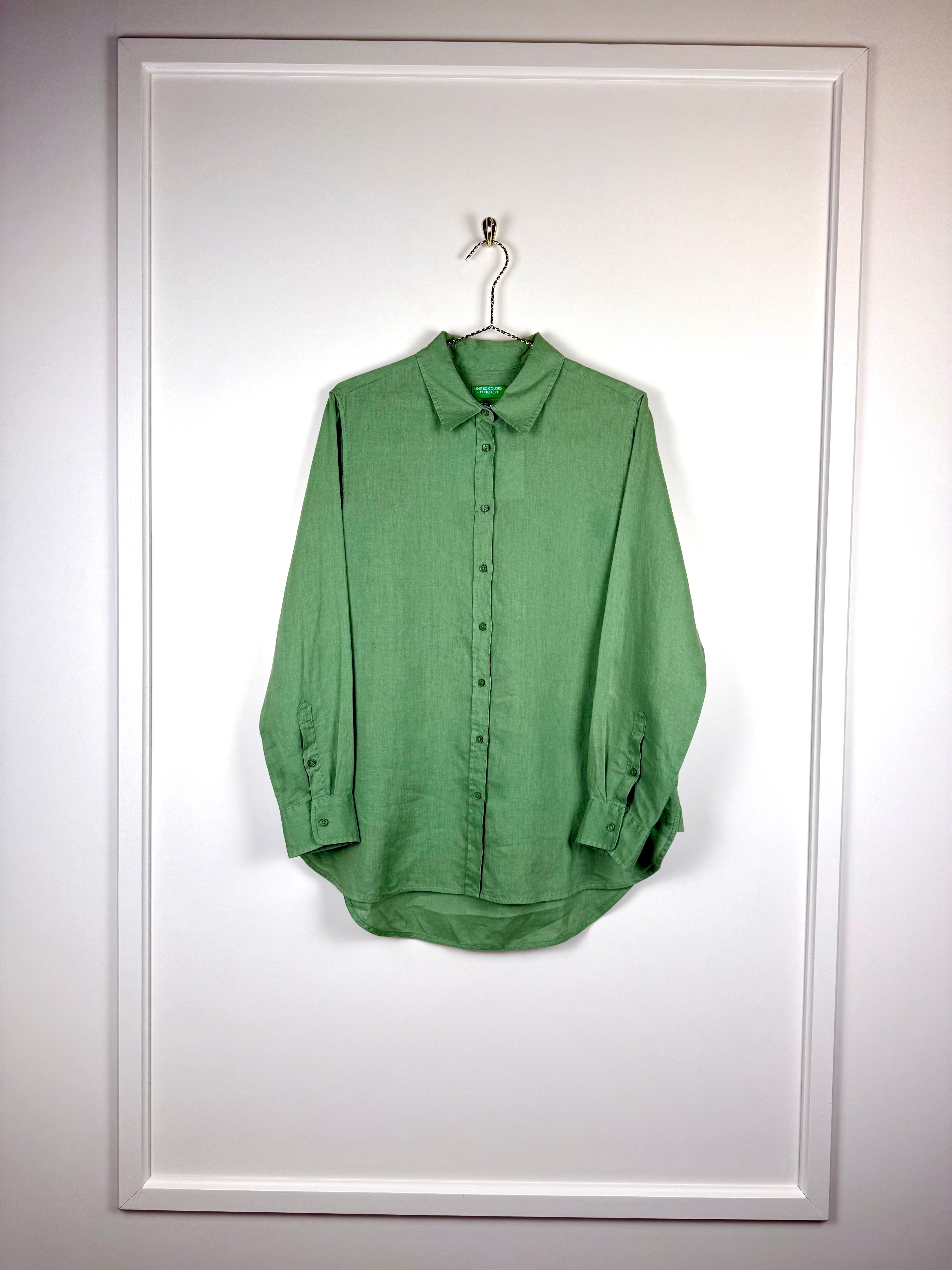United Colors of Benetton Linen Shirt Green Sz. M