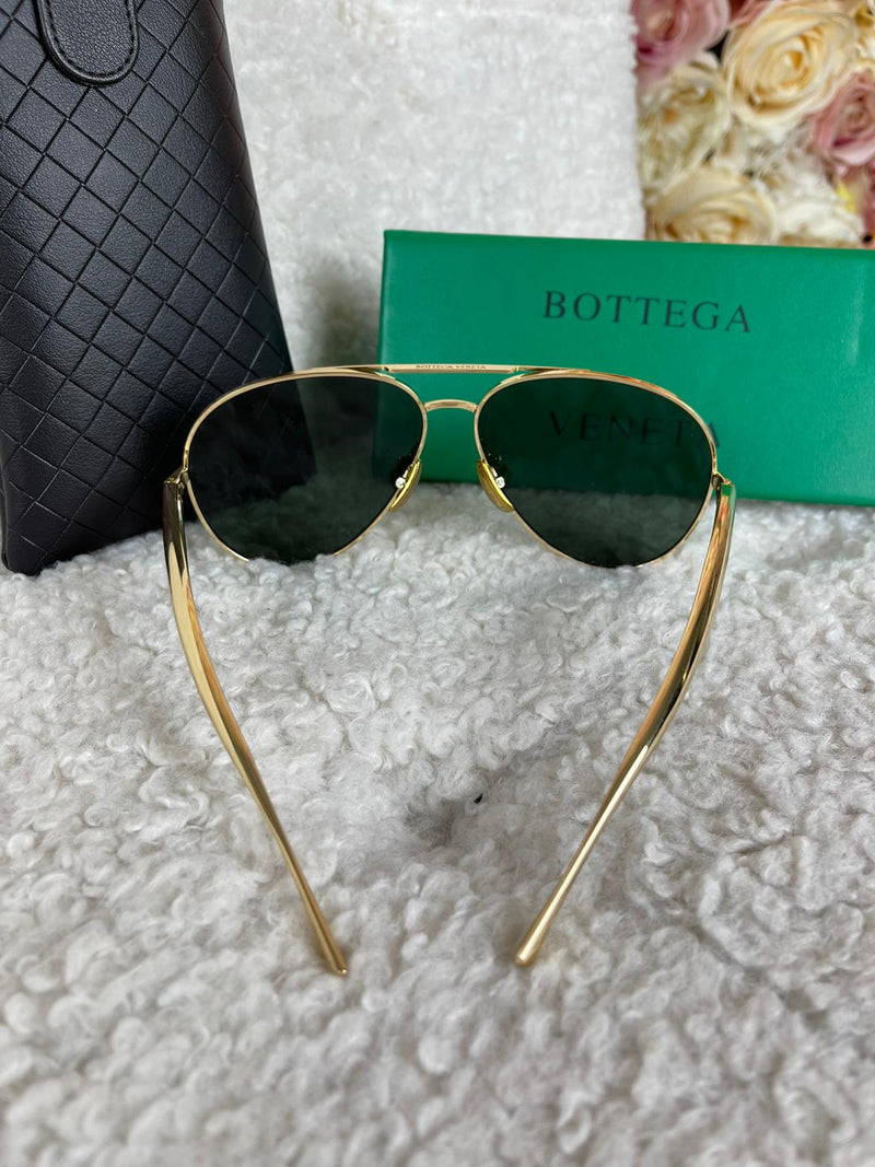 Bottega Veneta Sardine Aviator Sunglasses Gold