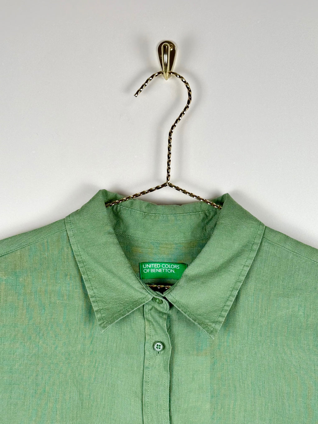 United Colors of Benetton Linen Shirt Green Sz. M