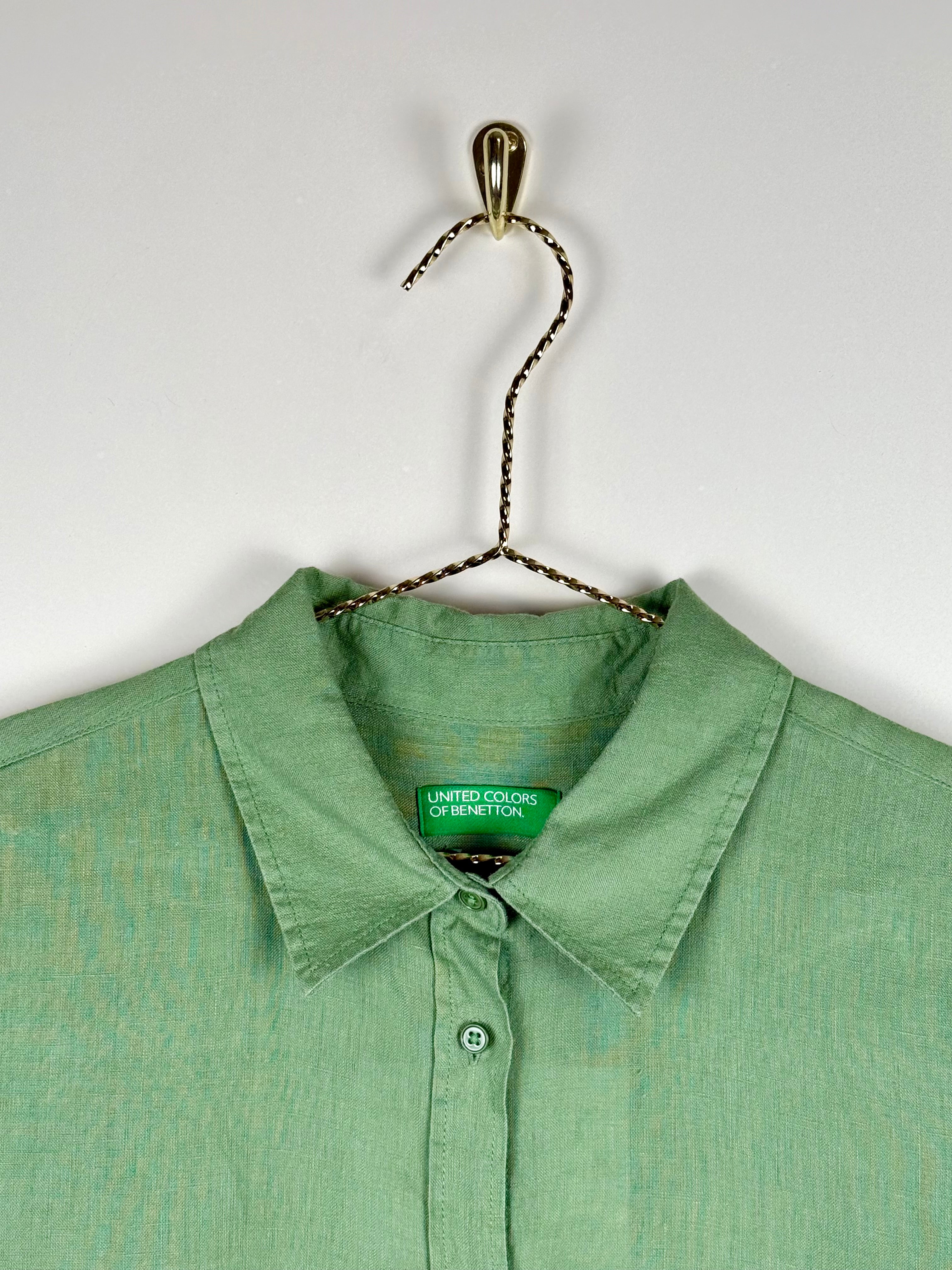 United Colors of Benetton Linen Shirt Green Sz. M