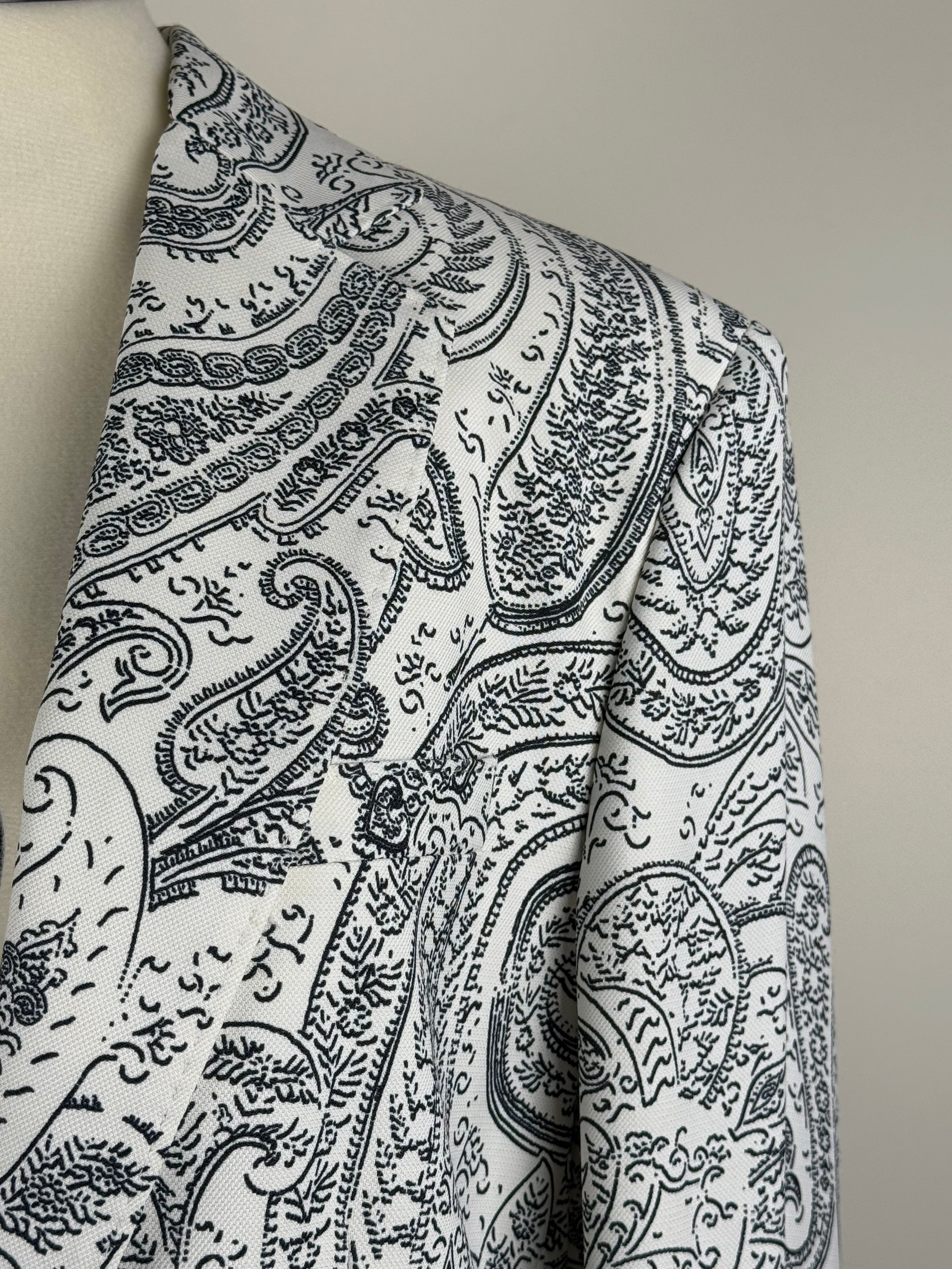 Etro Blazer Paisley Print White Dark Blue Sz. 38 DE & 34 DE
