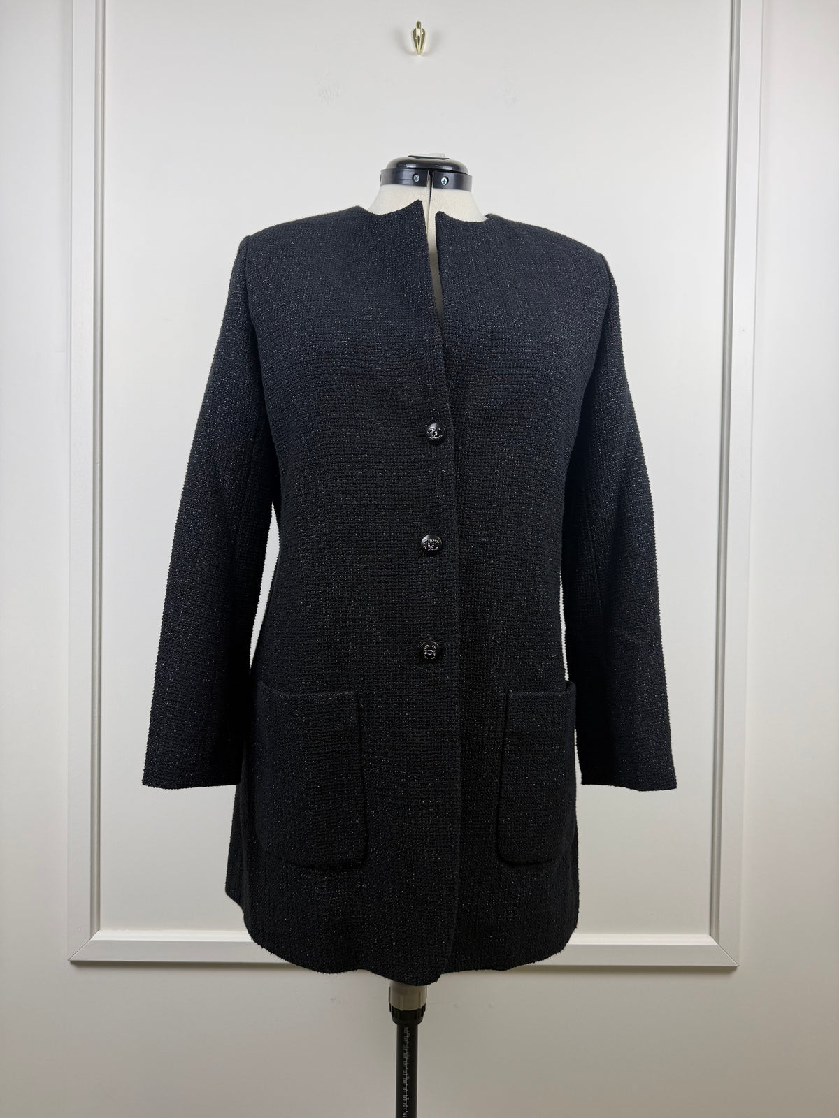 Chanel 21C Tweed Mantel – Schwarz – Gr. 42 DE (44 FR)
