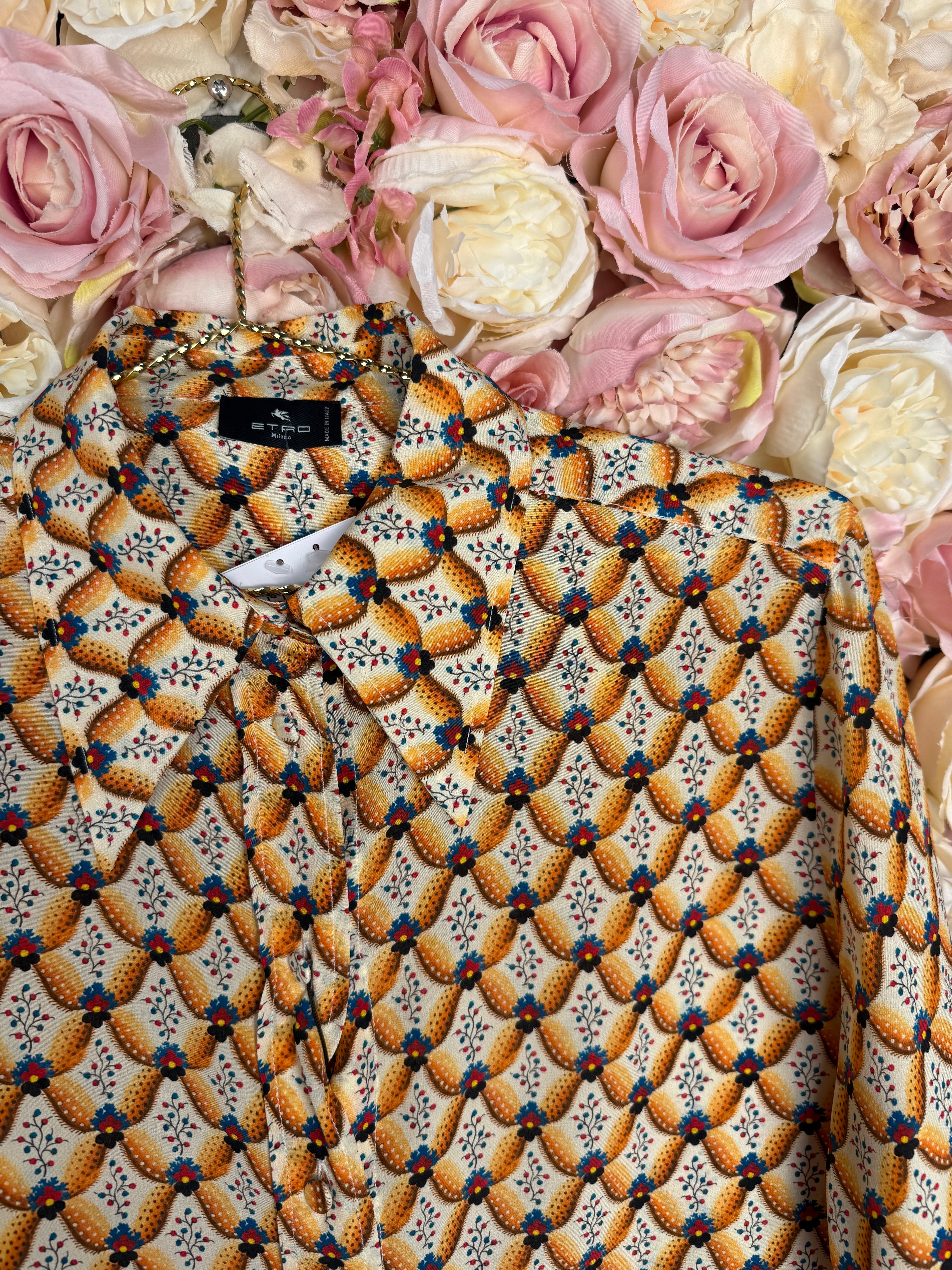 Etro Silk Blouse Orange Multi Sz. 36 DE (40 IT)