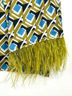 BSB Collection Blouse Green Multi with Feathers Sz. L
