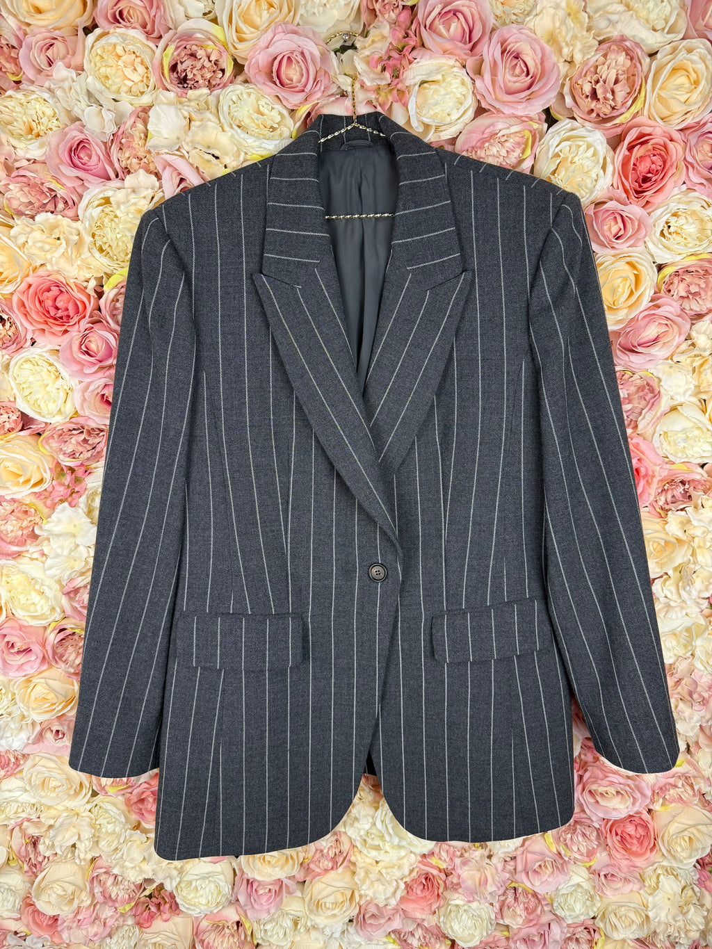 Brunello Cucinelli Striped Wool Blazer Grey White Sz. 40 DE (44 IT)