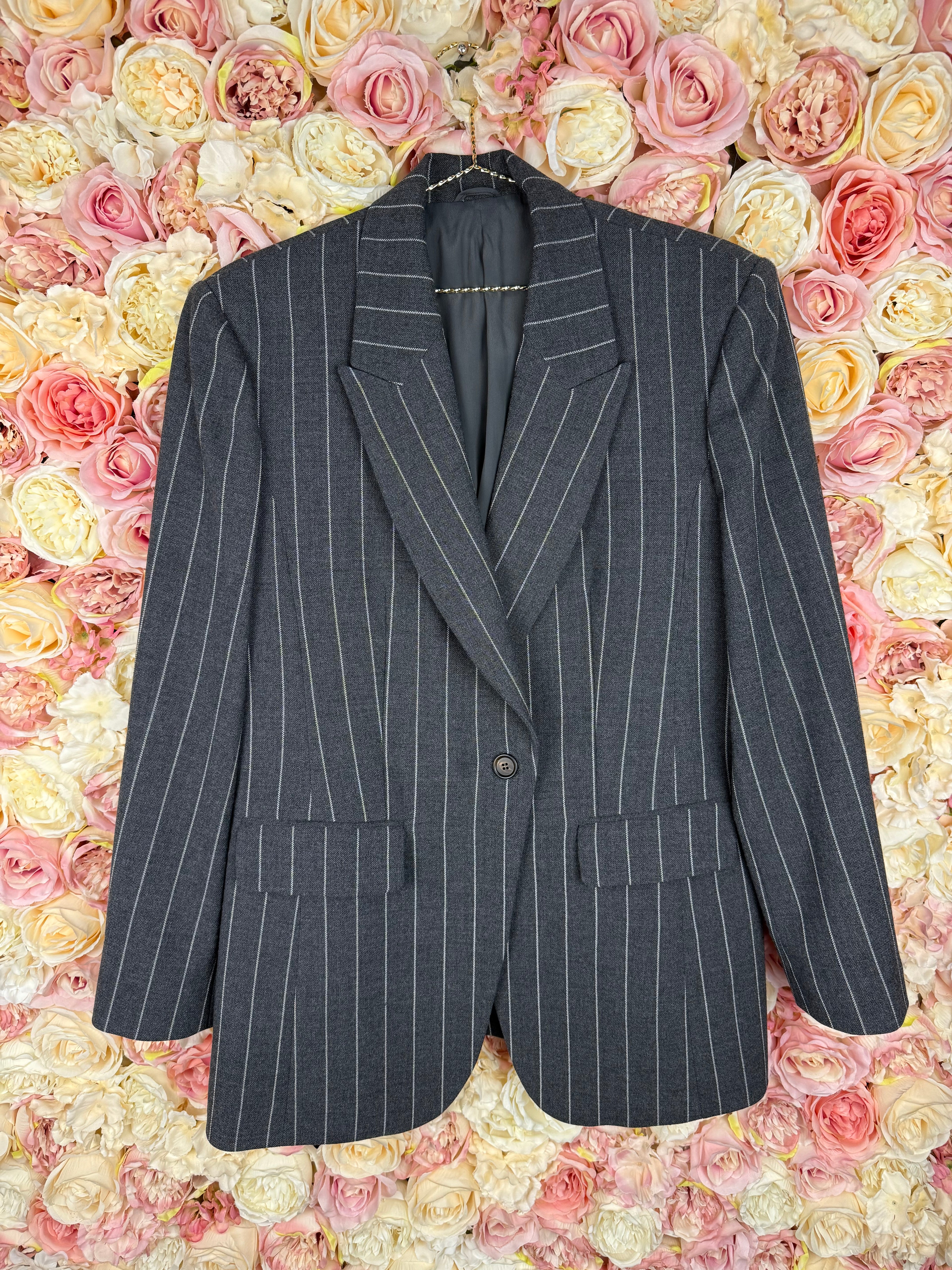 Brunello Cucinelli Striped Wool Blazer Grey White Sz. 40 DE (44 IT)