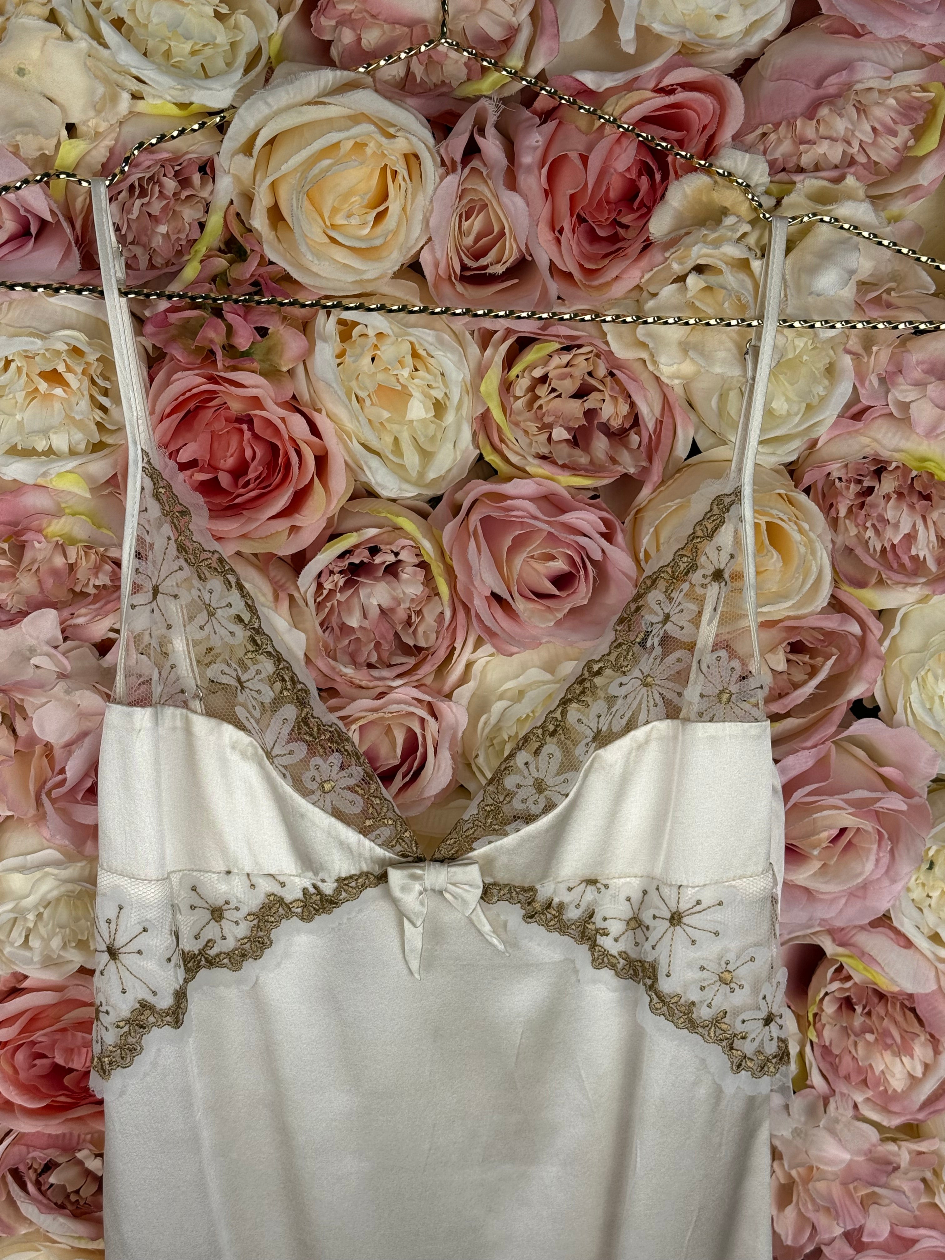 Luminess Babydoll Dress White Gold with Lace Sz. Estm. S