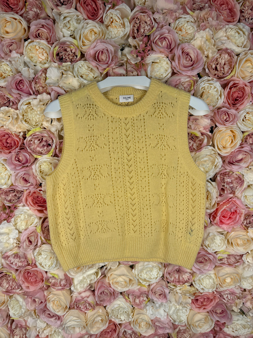 Celine Wool Sweater Vest Yellow Sz. M