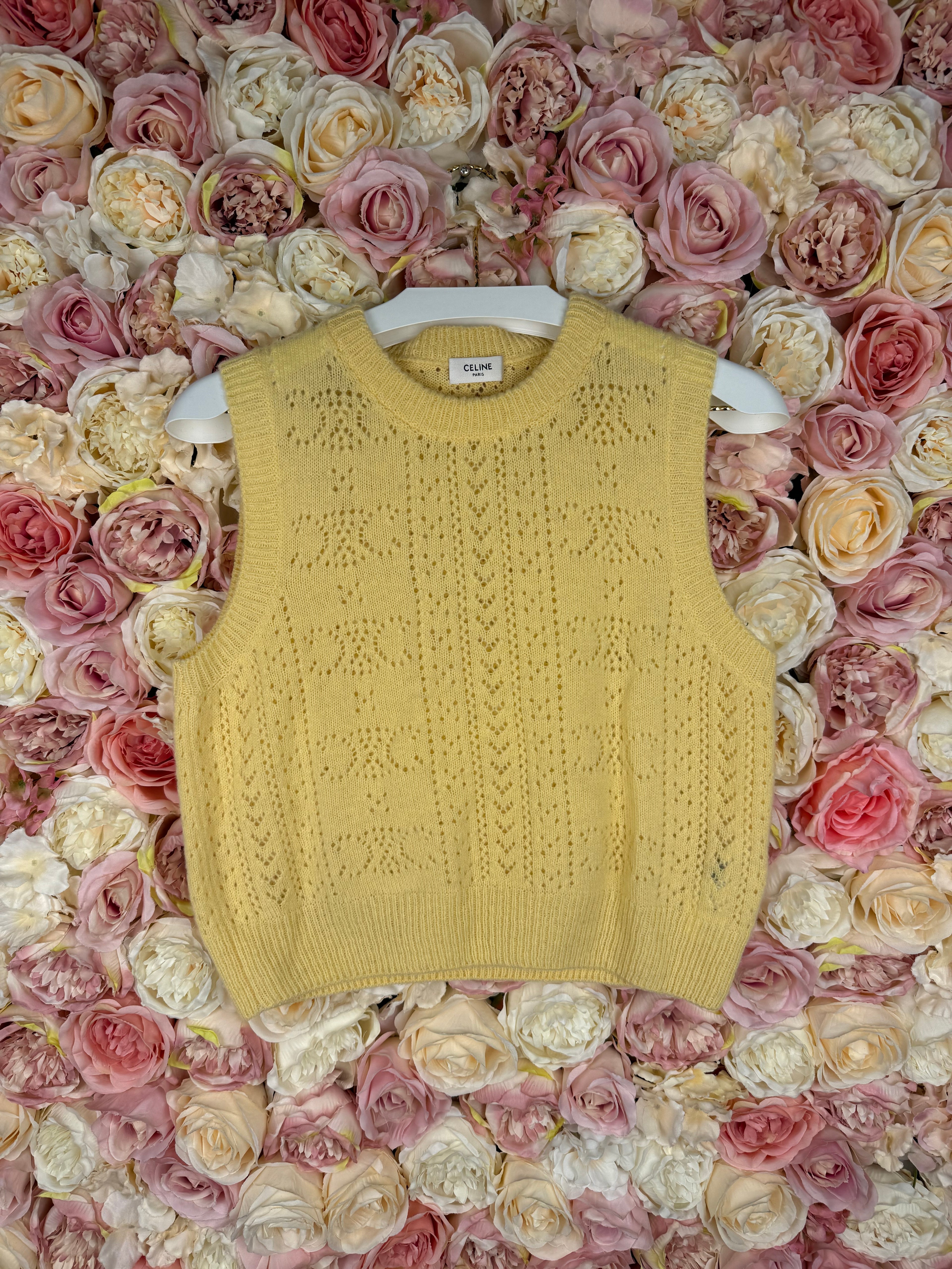 Celine Wool Sweater Vest Yellow Sz. M
