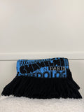 Chanel Schal mit Schriftzug – Blau/Schwarz – Baumwolle/Kaschmir
