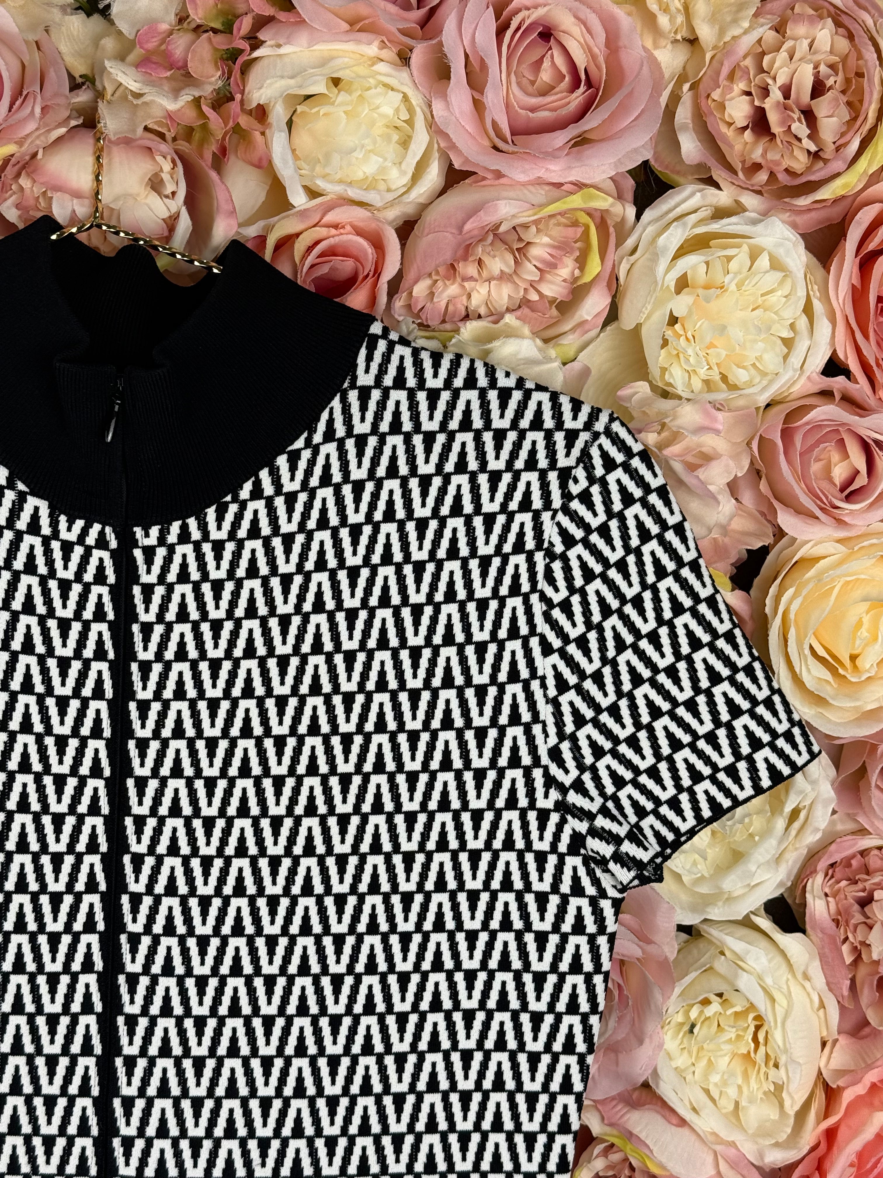 Valentino Stretch Dress Black White Sz. M