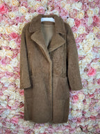 Yves Salomon Lambskin Coat Black & Brown Sz. L