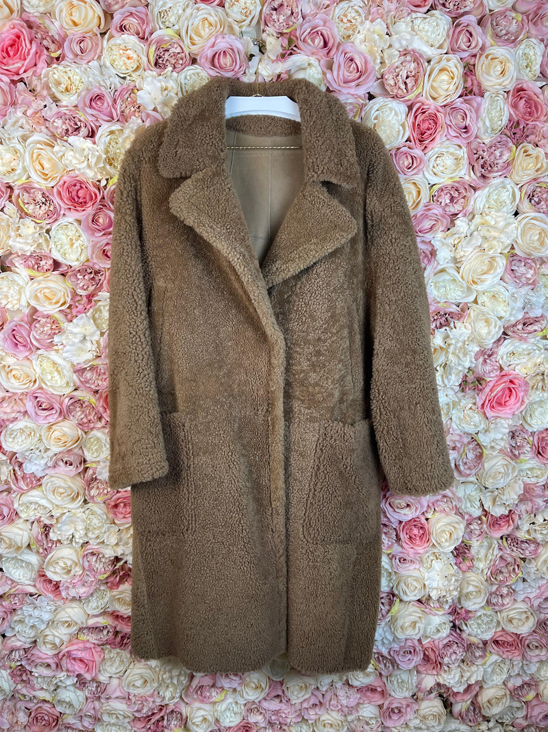 Yves Salomon Lambskin Coat Black & Brown Sz. L