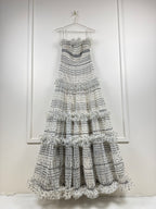Elie Saab Resort 22 Kleid mit Gürtel – Weiss/Schwarz – Gr. 36 DE (38 FR)