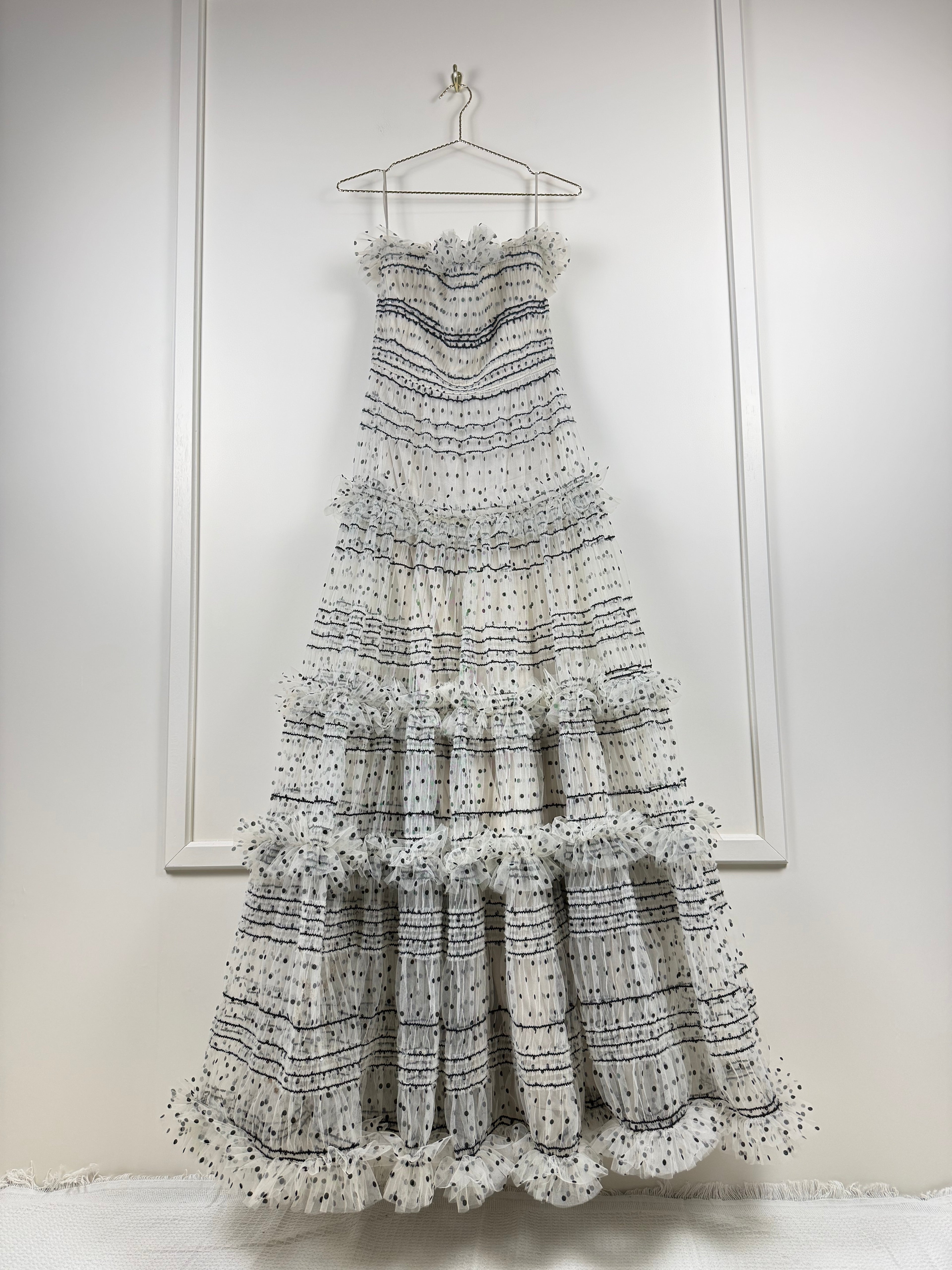 Elie Saab Resort 22 Kleid mit Gürtel – Weiss/Schwarz – Gr. 36 DE (38 FR)