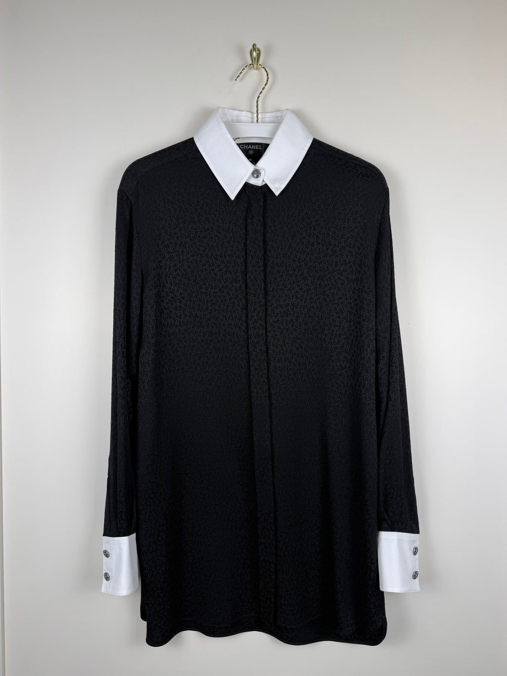 Chanel Silk Blouse Black White Sz. 38 DE (40 FR)
