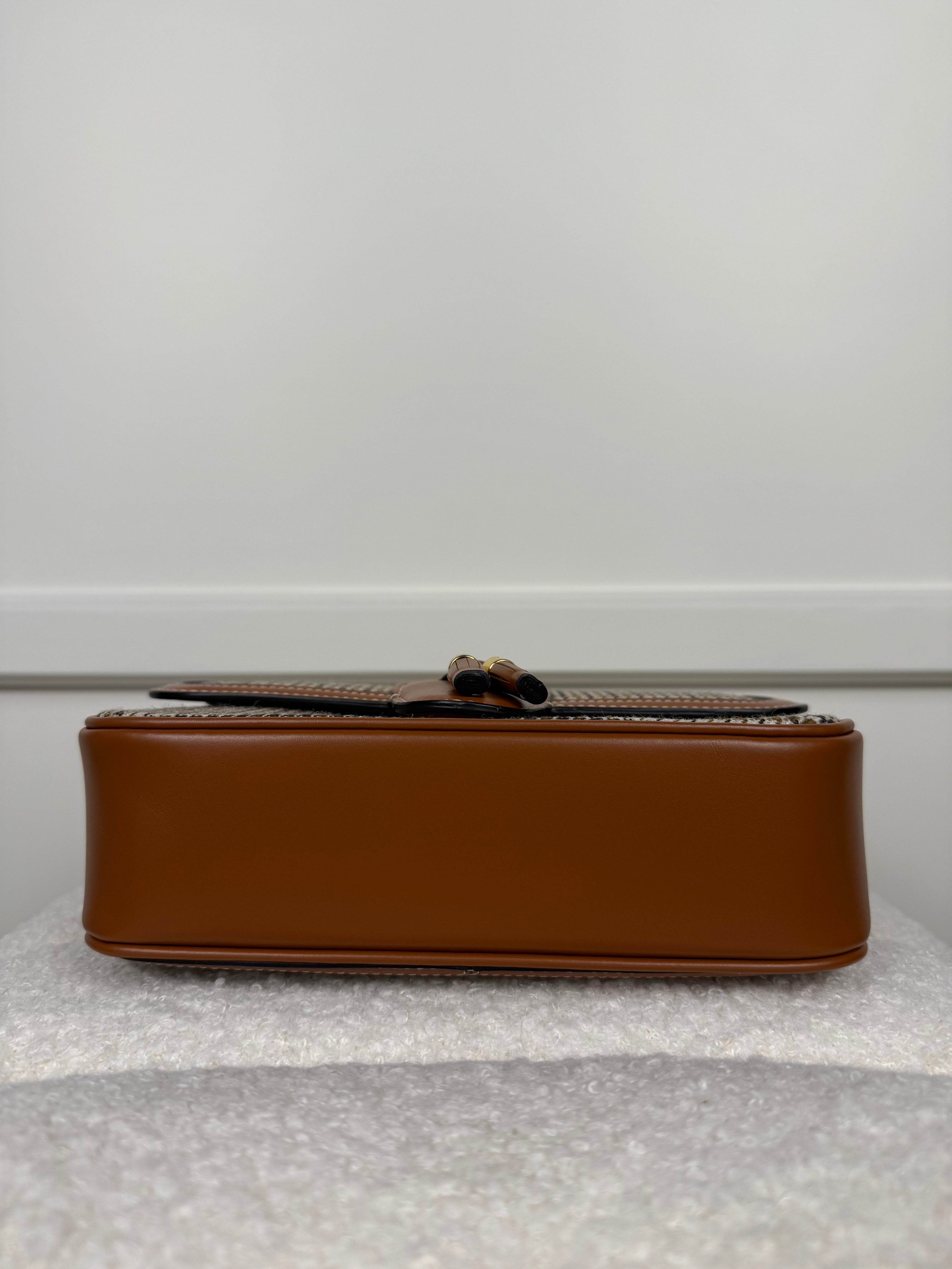 Celine Houndstooth Crossbody Bag Brown Multi