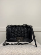 Chanel Lambskin Braided Woven Small Boy Bag Black