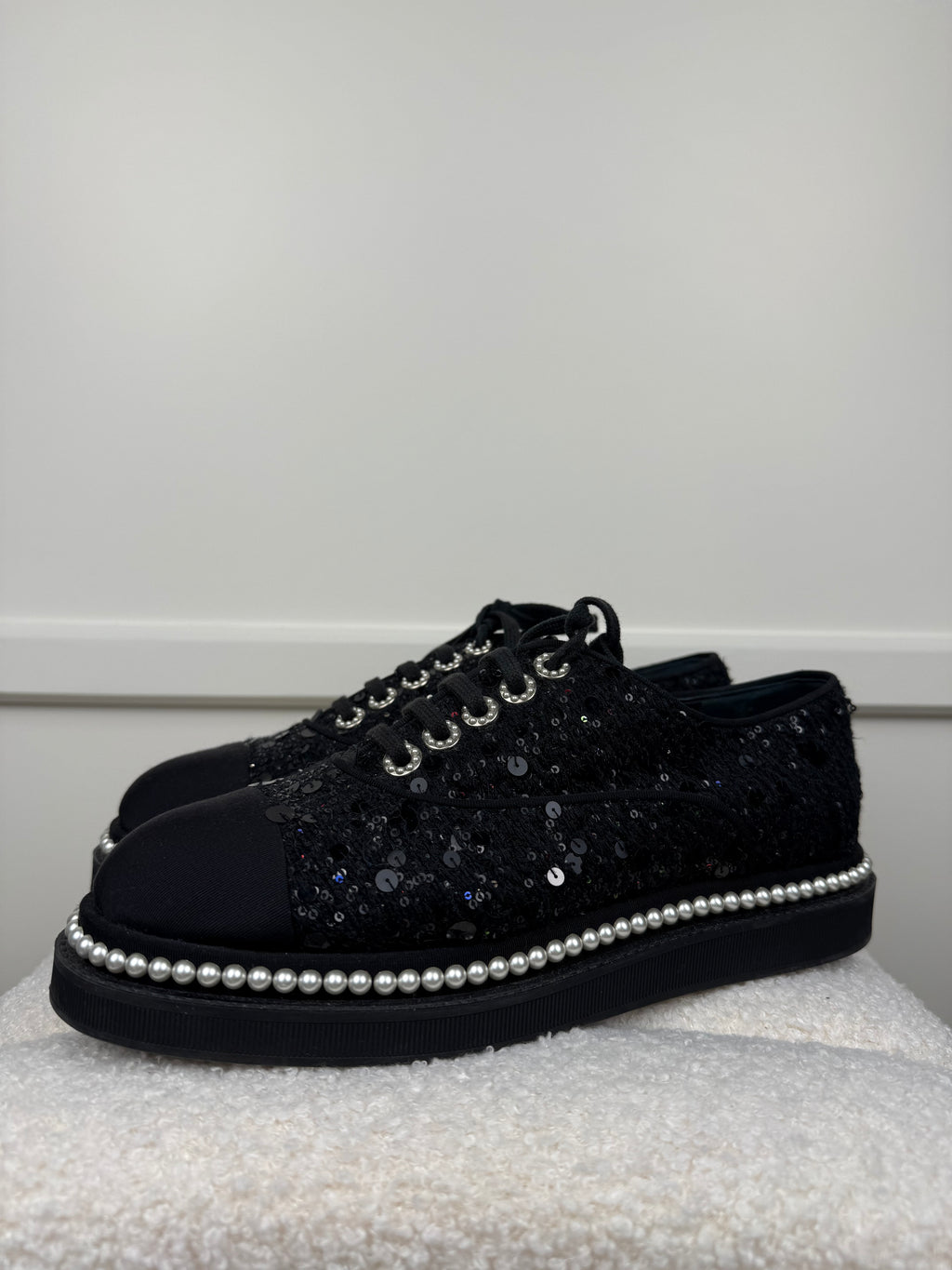 Chanel Sequins Shoes Black Sz. 39 EU