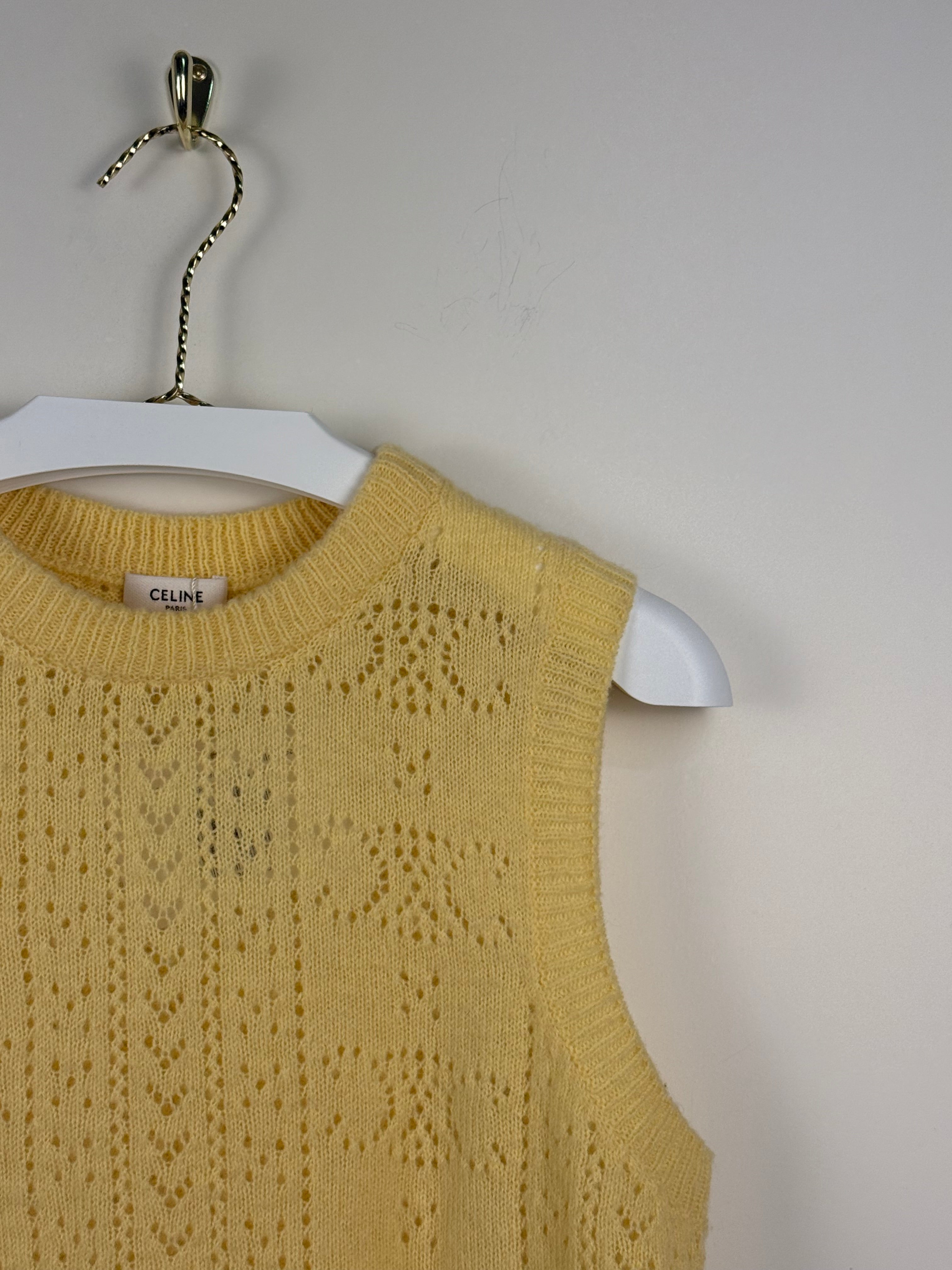 Celine Wool Sweater Vest Yellow Sz. M