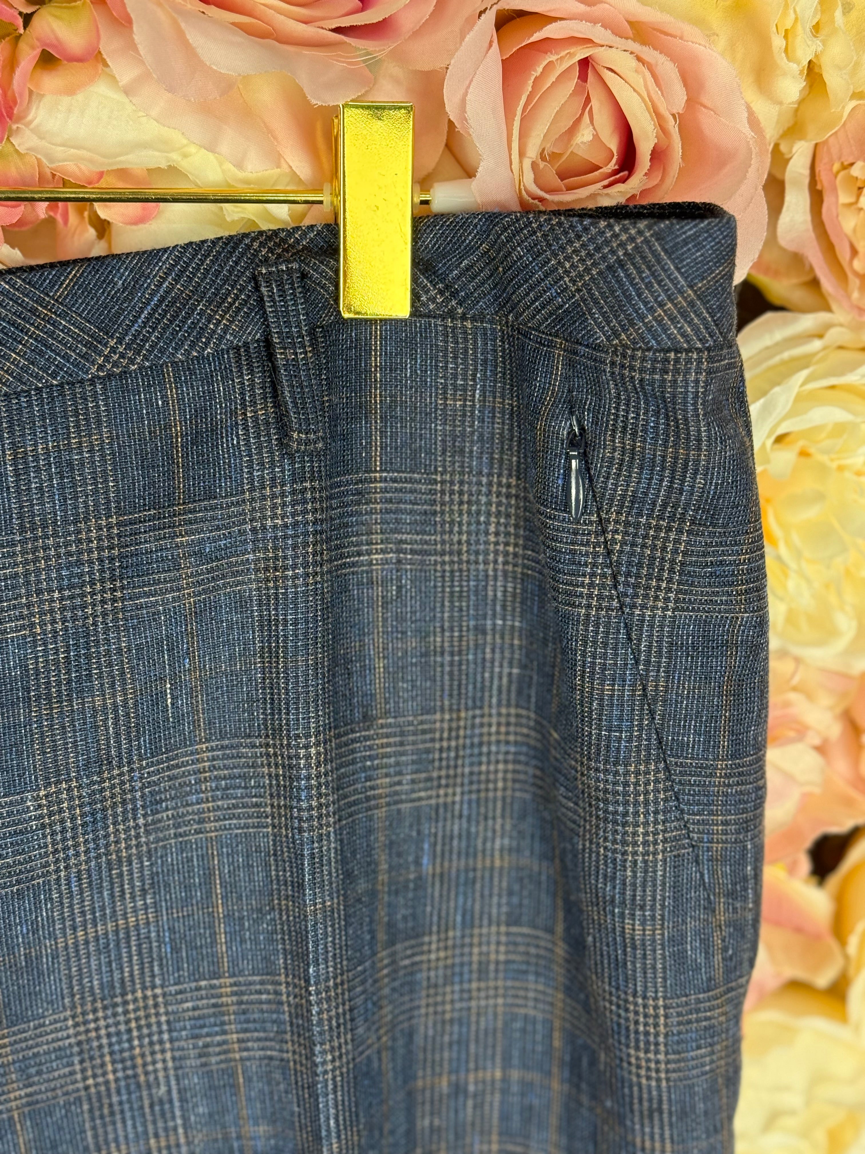 Akris Classic Pants with Check Pattern Blue