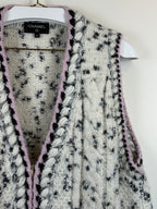 Chanel lange Strickweste mit Zopfdetails – Weiss – Gr. 40 DE (42 FR)