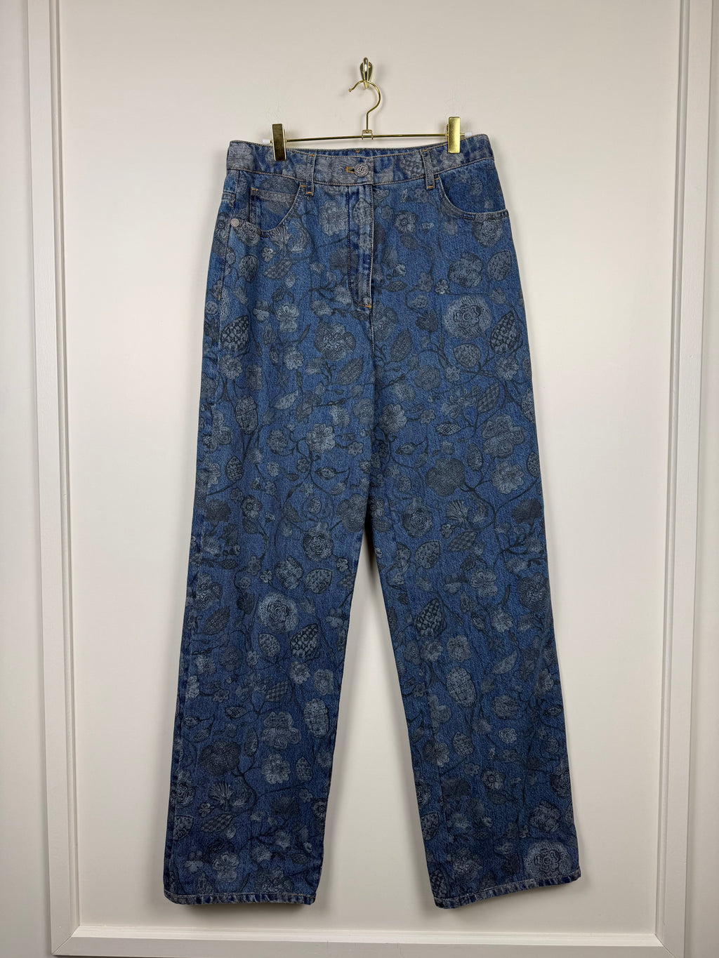 Chanel Floral Jeans 2021 Blue Sz. 38 DE