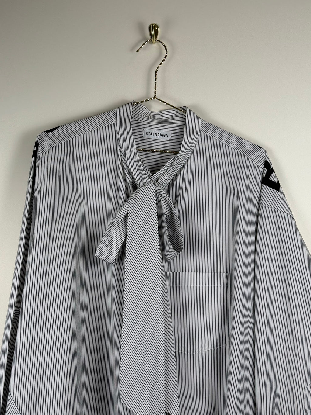 Balenciaga Oversized Striped Cotton Shirt White Blue Sz. 34 DE (36 FR)