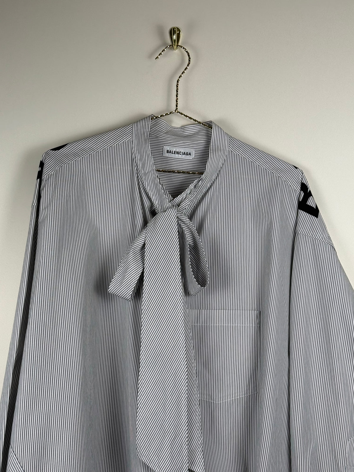 Balenciaga Oversized Striped Cotton Shirt White Blue Sz. 34 DE (36 FR)