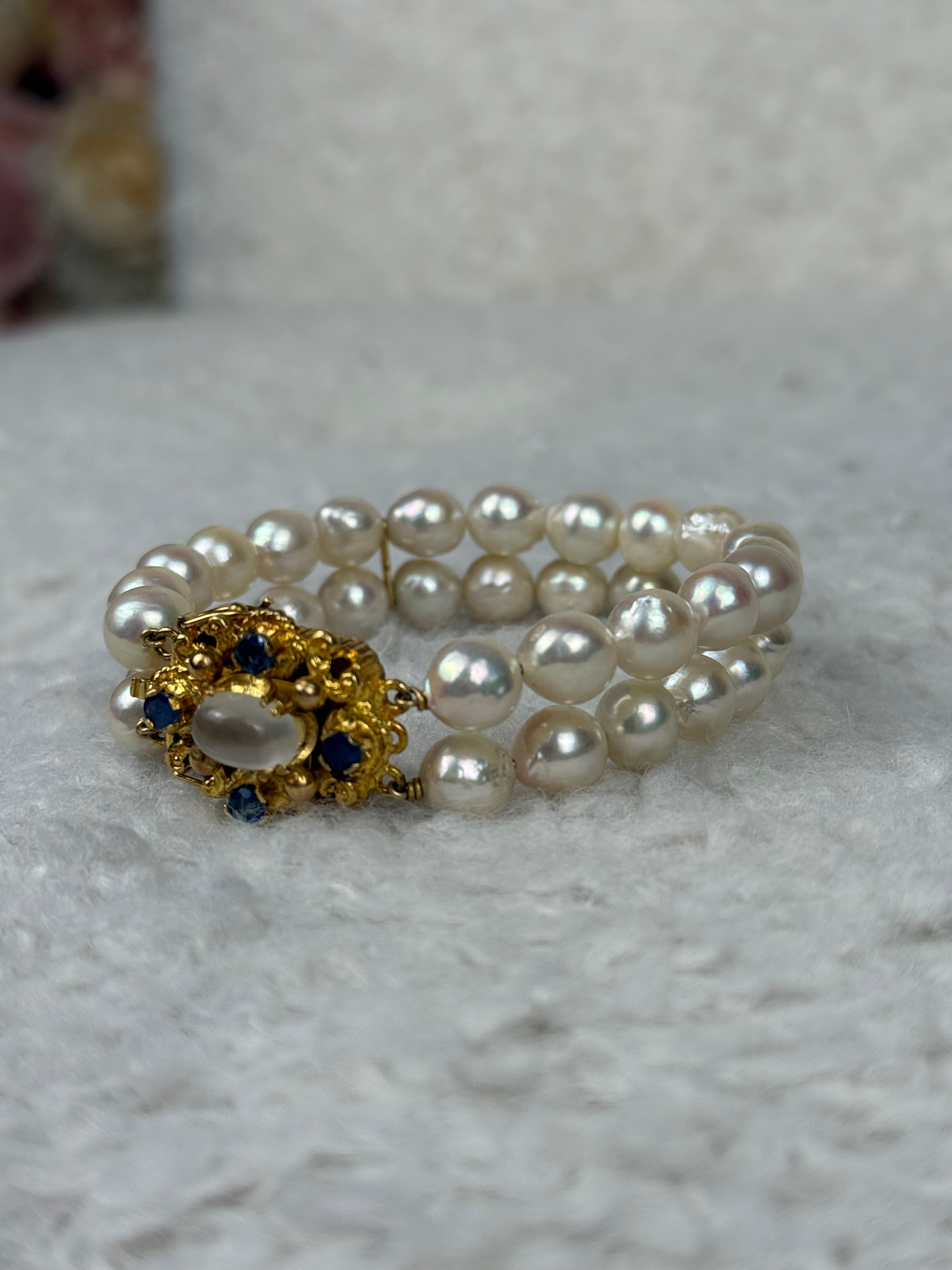 No Name Bracelet Freshwater Pearls White