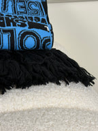 Chanel Schal mit Schriftzug – Blau/Schwarz – Baumwolle/Kaschmir