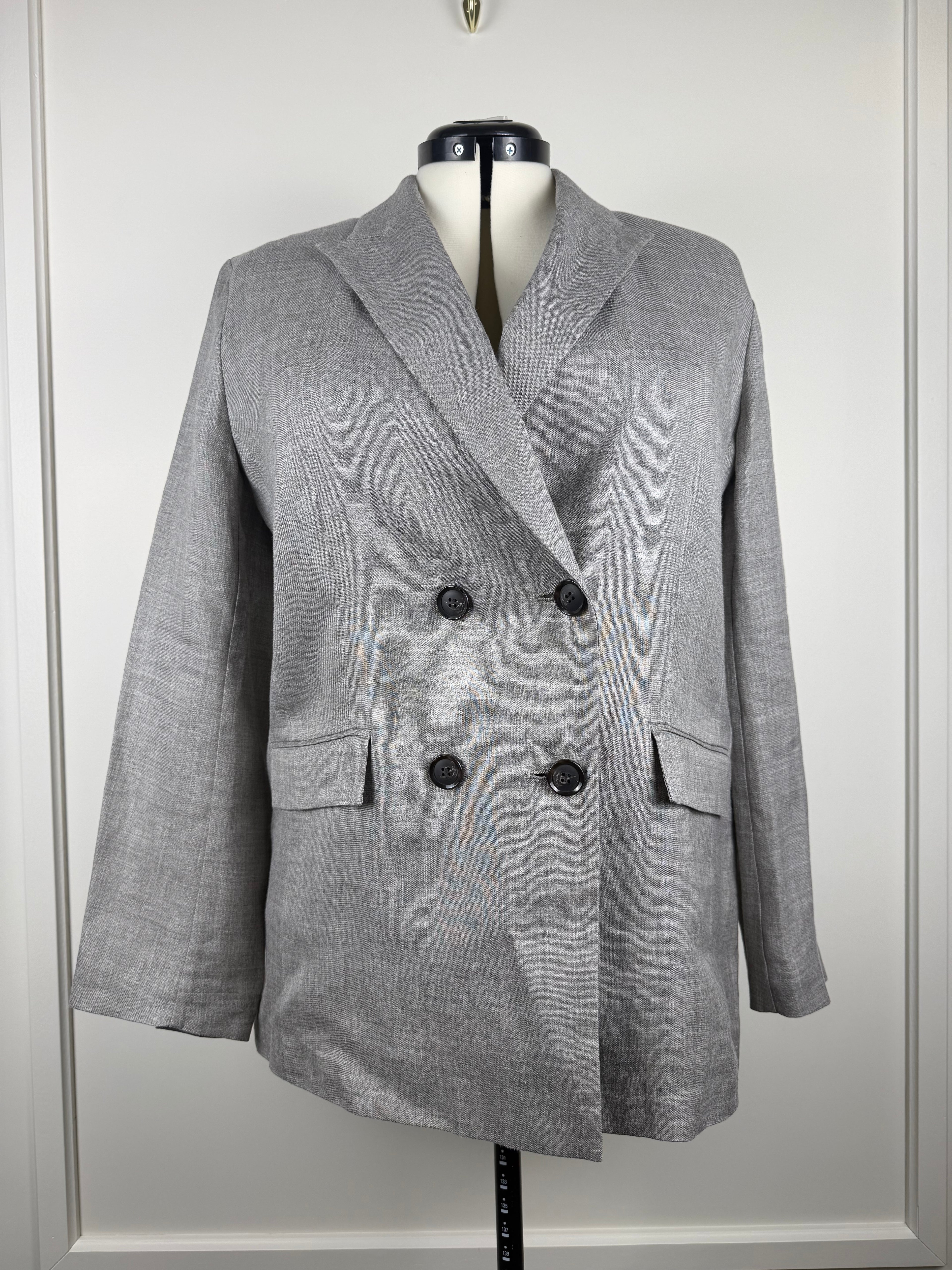 L'Essage Journal Standard Blazer 100% Ramie Grey Sz. L