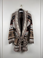 Alanui Cardigan im Ethno-Look – Braun/Multicolor – Gr. L