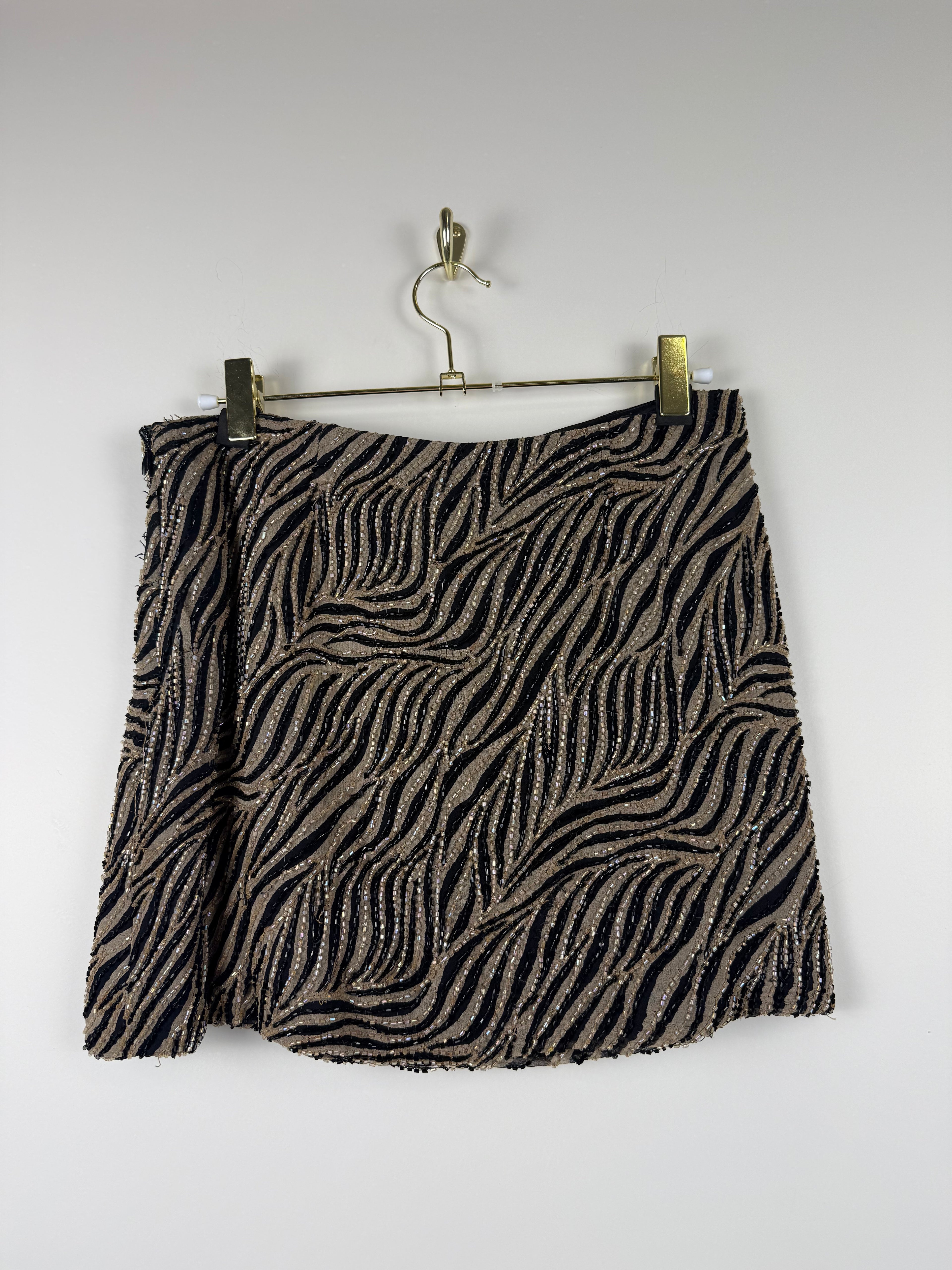 Rosmarie Amacher Jupe mit Perlenstickerei – Schwarz/Braun – ca. Gr. 34 DE