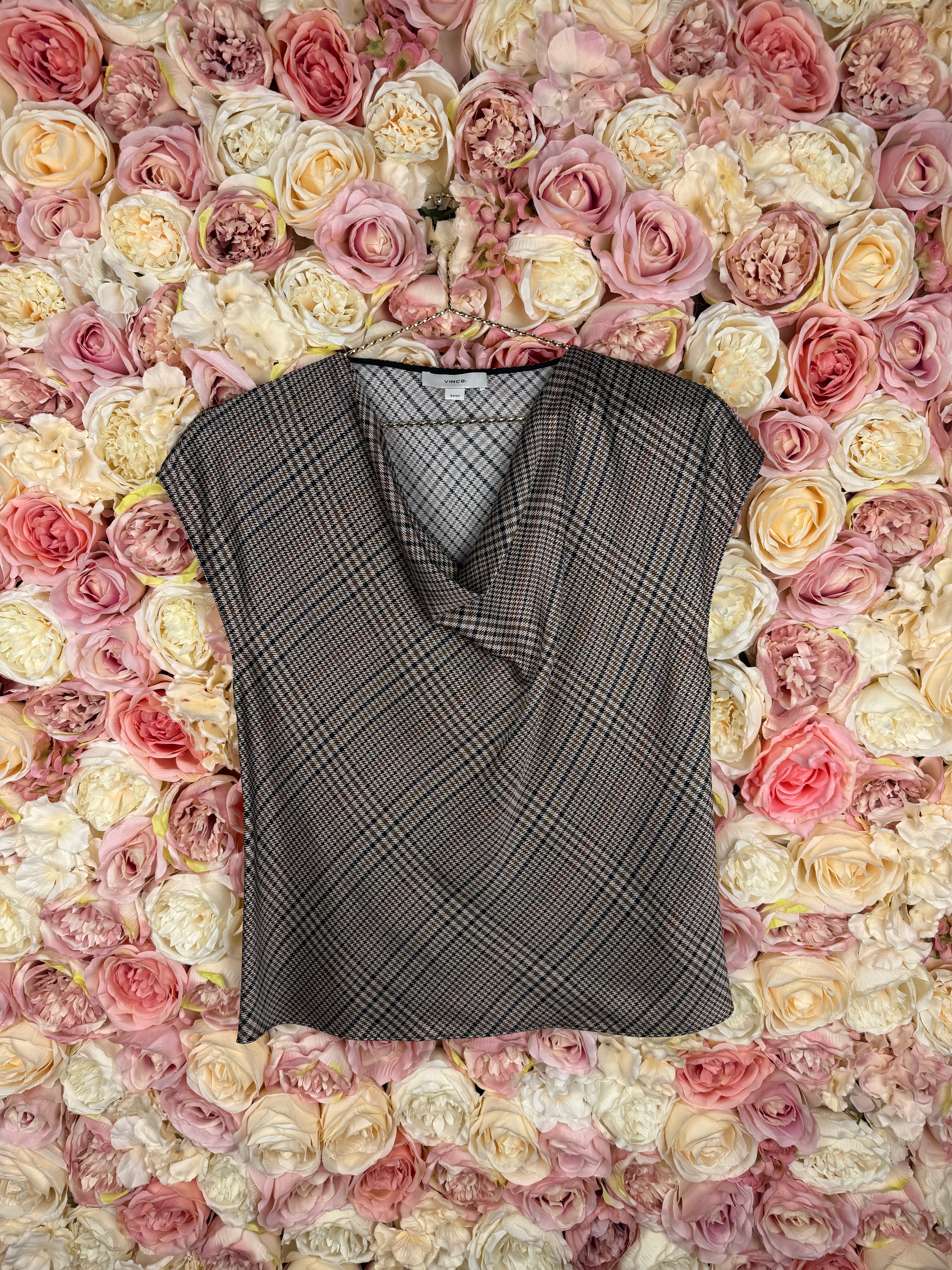 Vince Silk Top Brown Multi Sz. XS