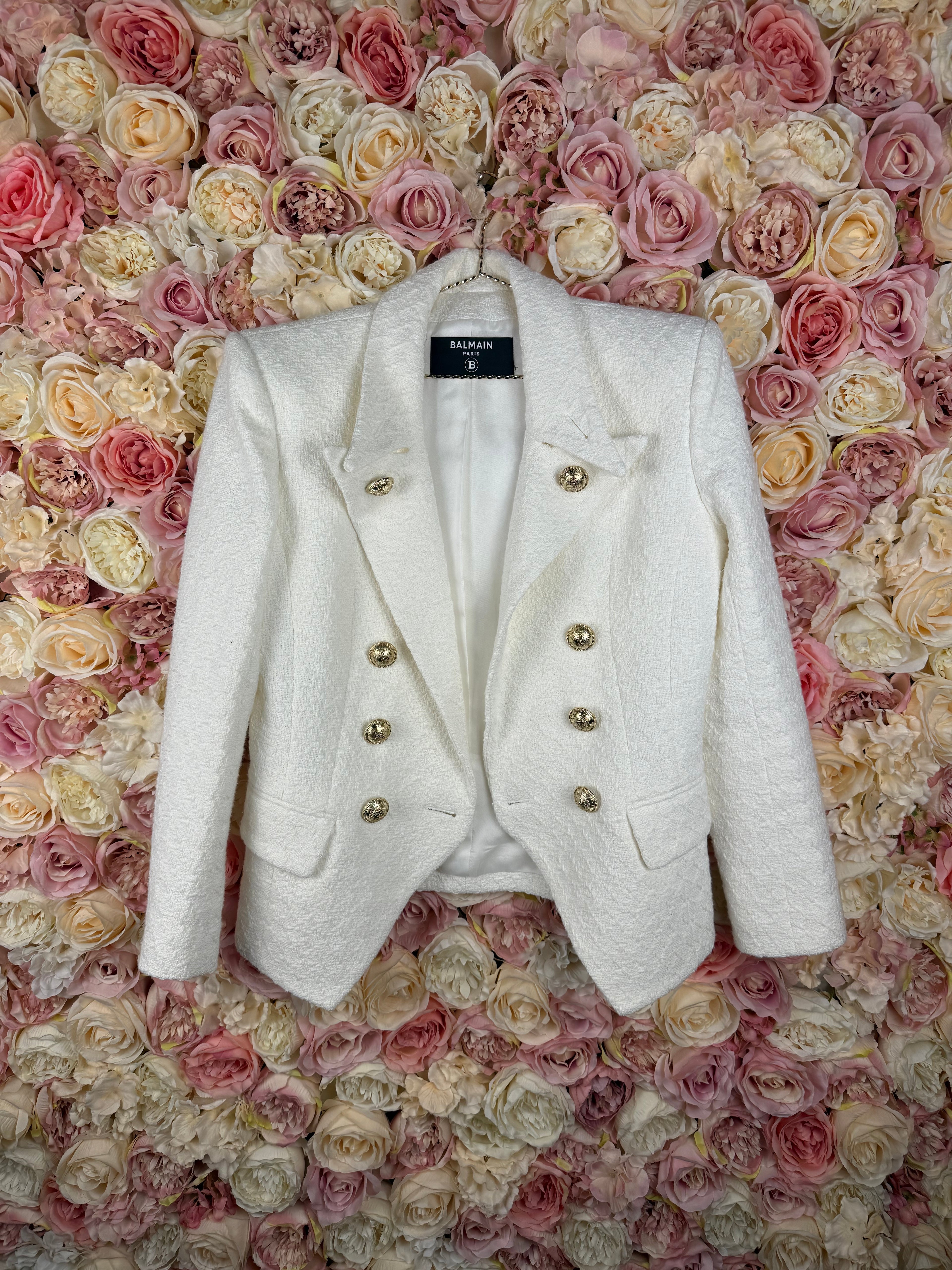 Balmain Tweed Blazer White Sz. 38 DE (40 FR)