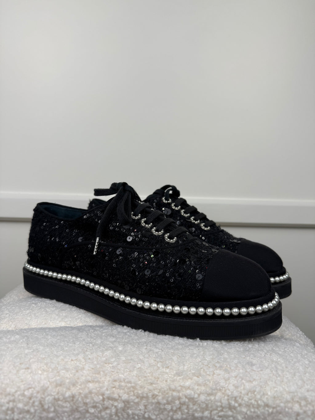 Chanel Sequins Shoes Black Sz. 39 EU