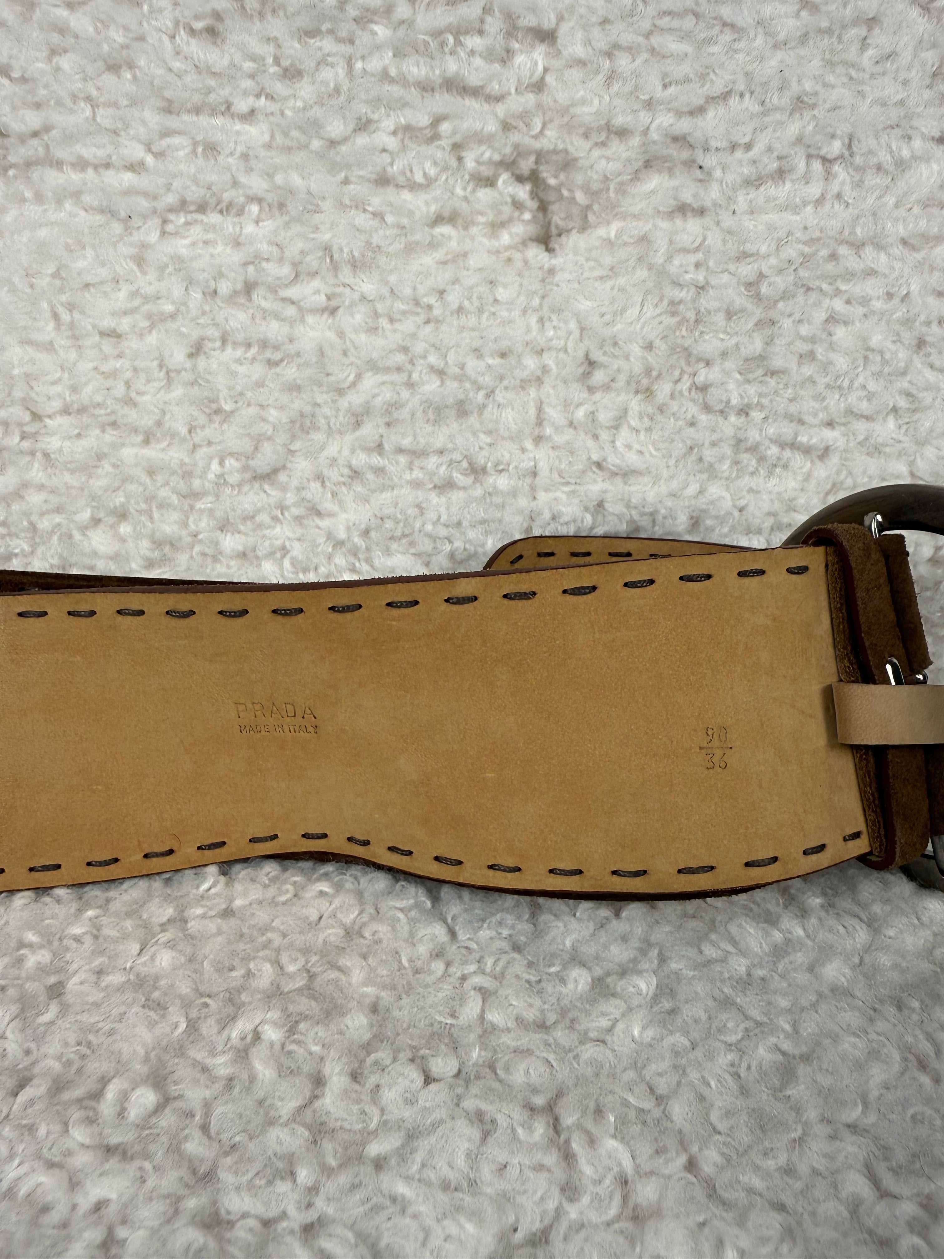 Prada Velour Belt Brown Sz. 90