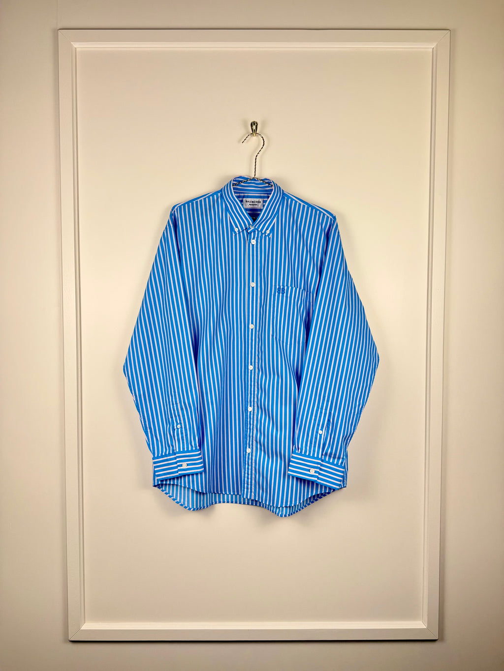Balenciaga Oversized Cotton Shirt Light Blue Multi Sz. 36 DE (38 FR)