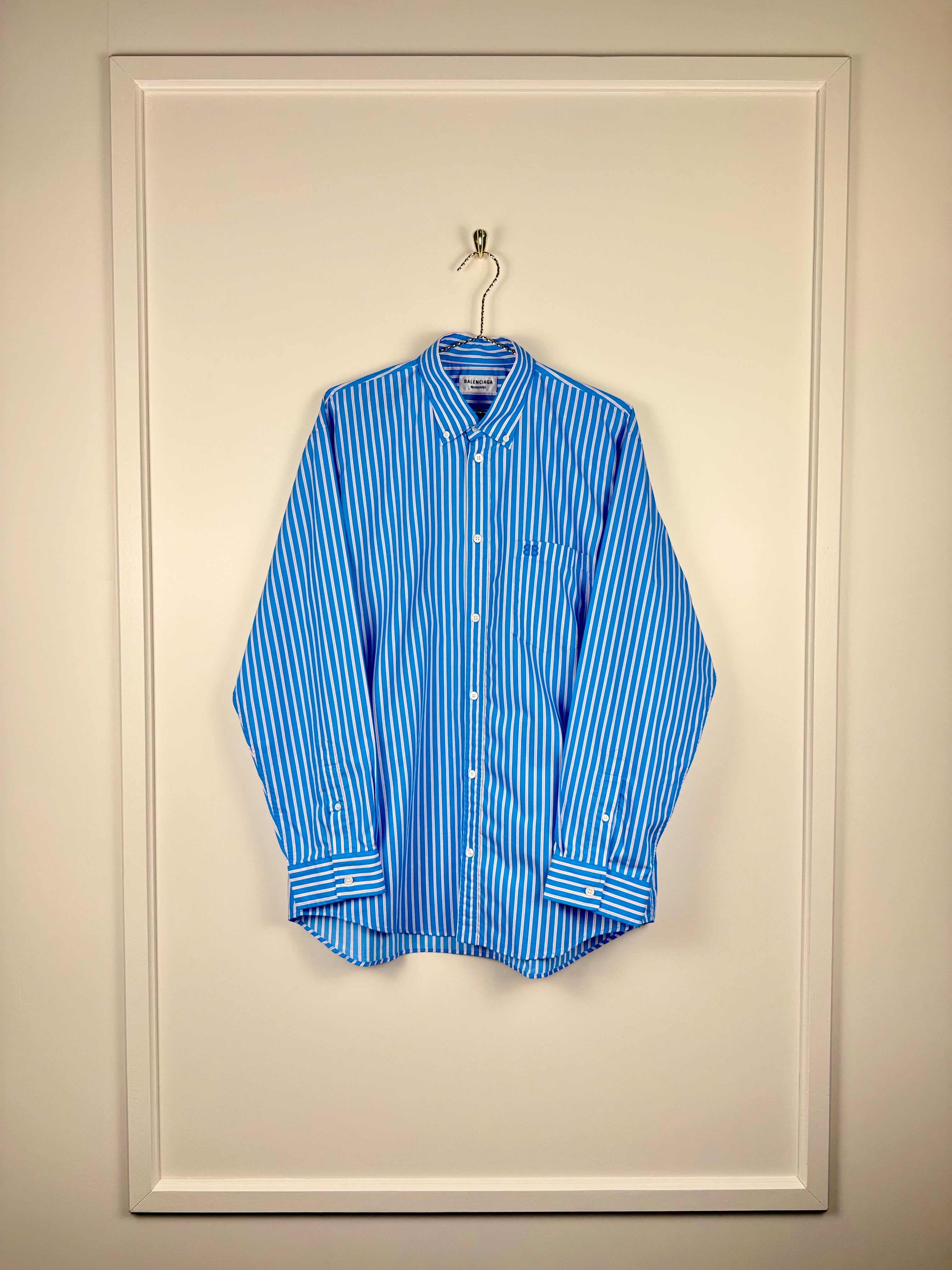 Balenciaga Oversized Cotton Shirt Light Blue Multi Sz. 36 DE (38 FR)