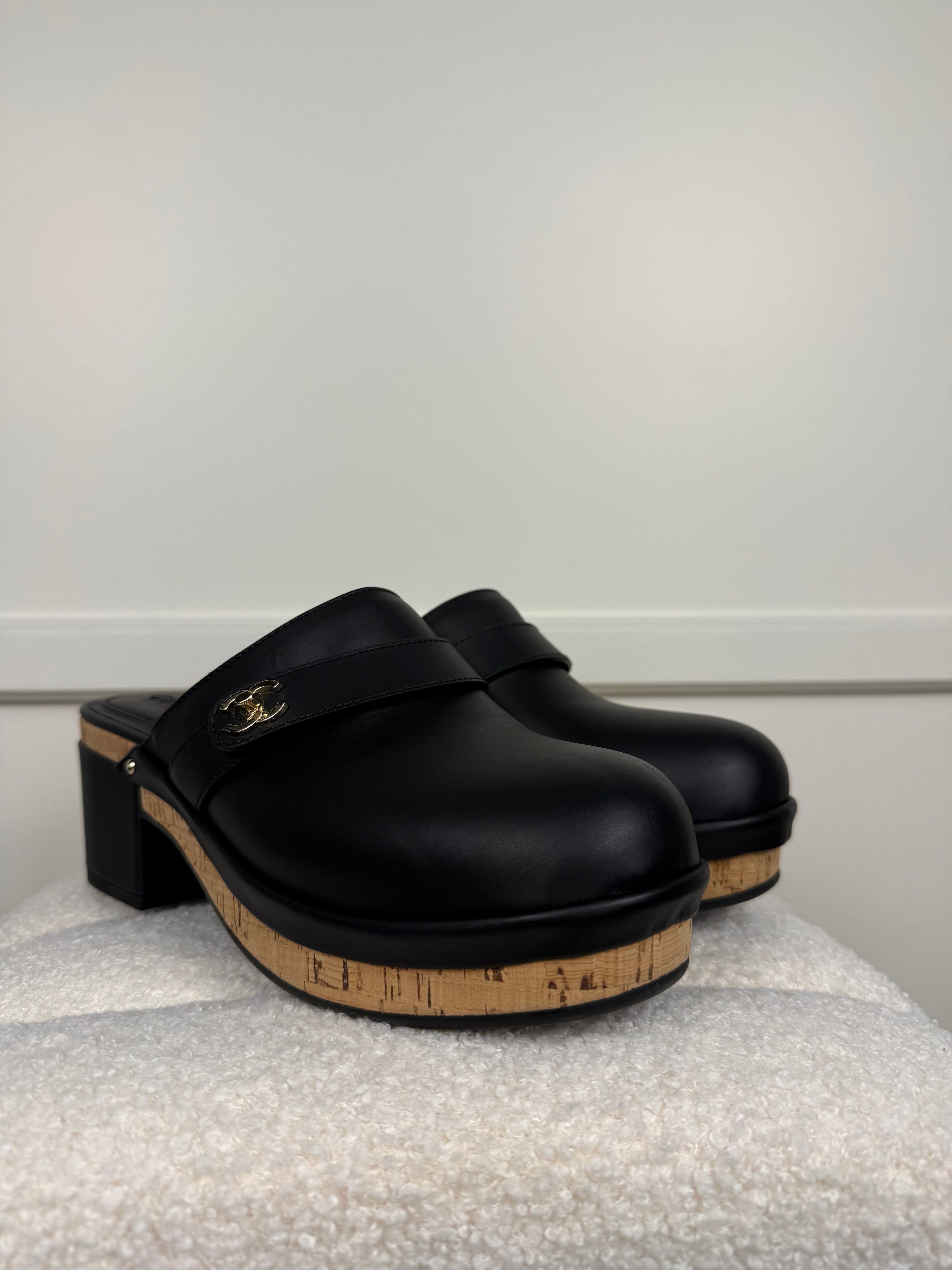 Chanel Leather Clogs Black Sz. 39 EU