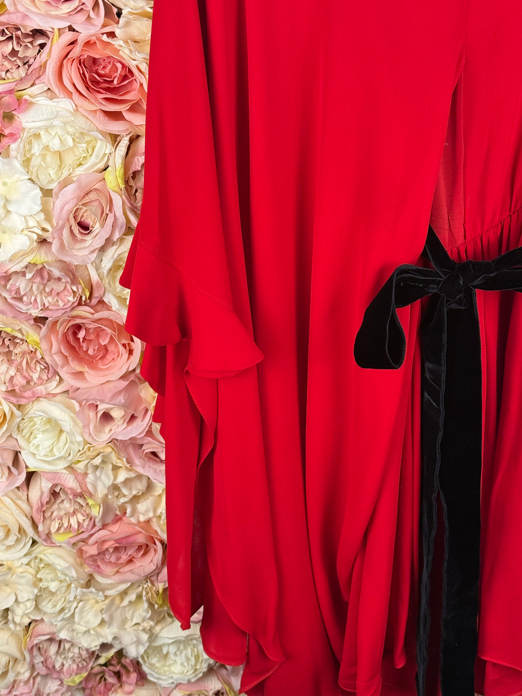 Valentino Dress Red with Black Velvet Belt Sz. 40 DE (44 IT)