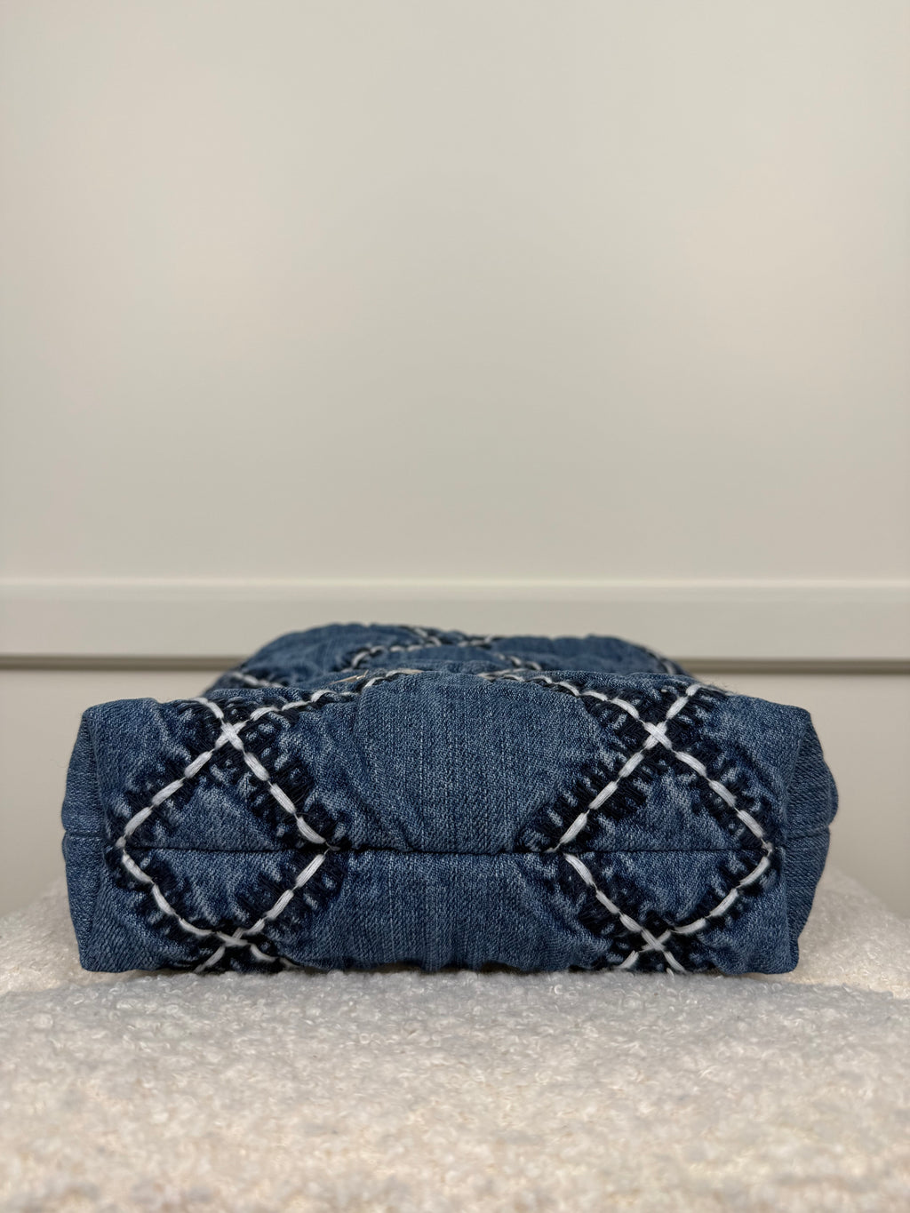 Chanel Mini 22 Stitched Denim SHDW Blue Bag